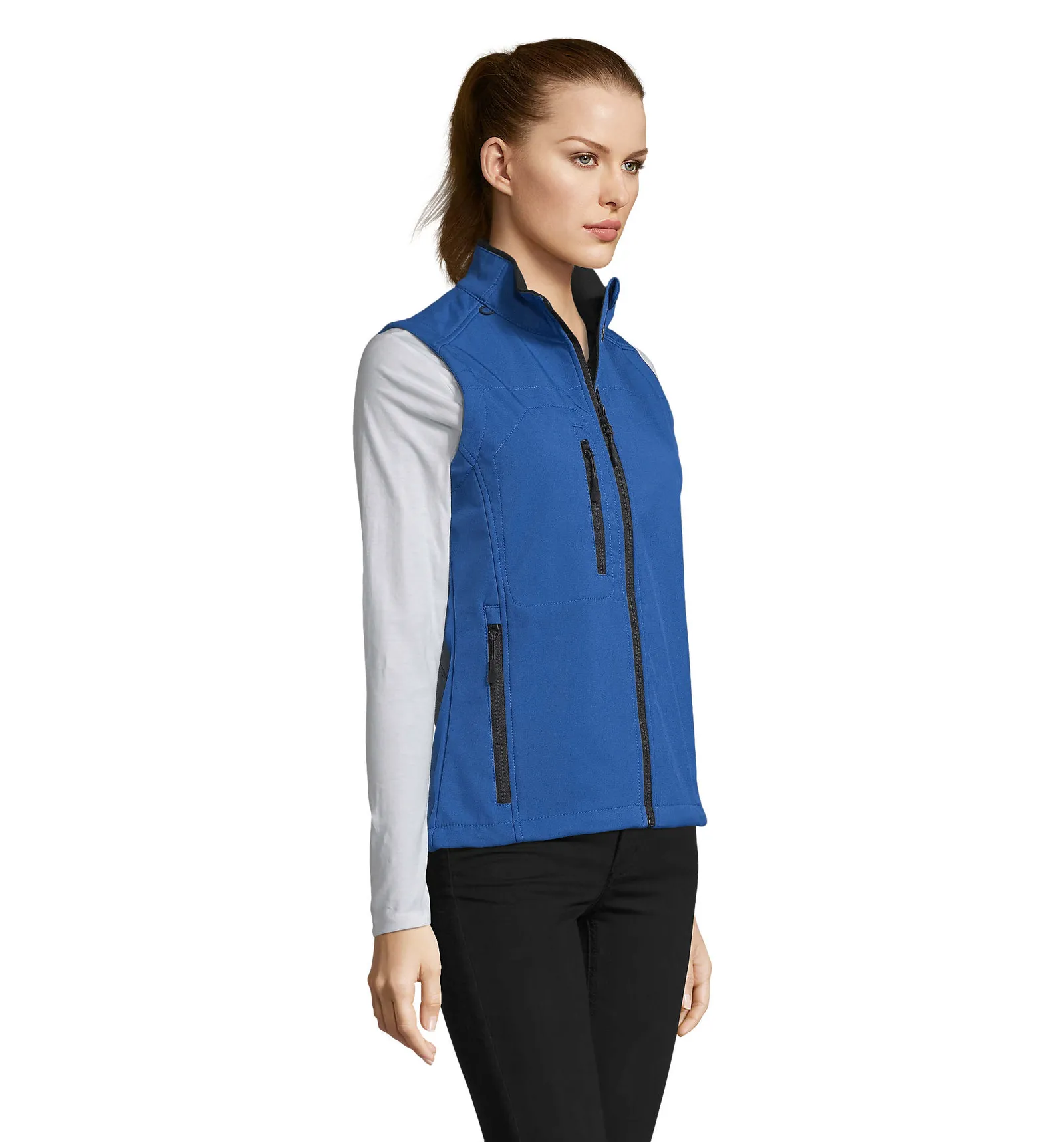 Gilet SOL'S Rallye Women, Royal blue, su modello, lato