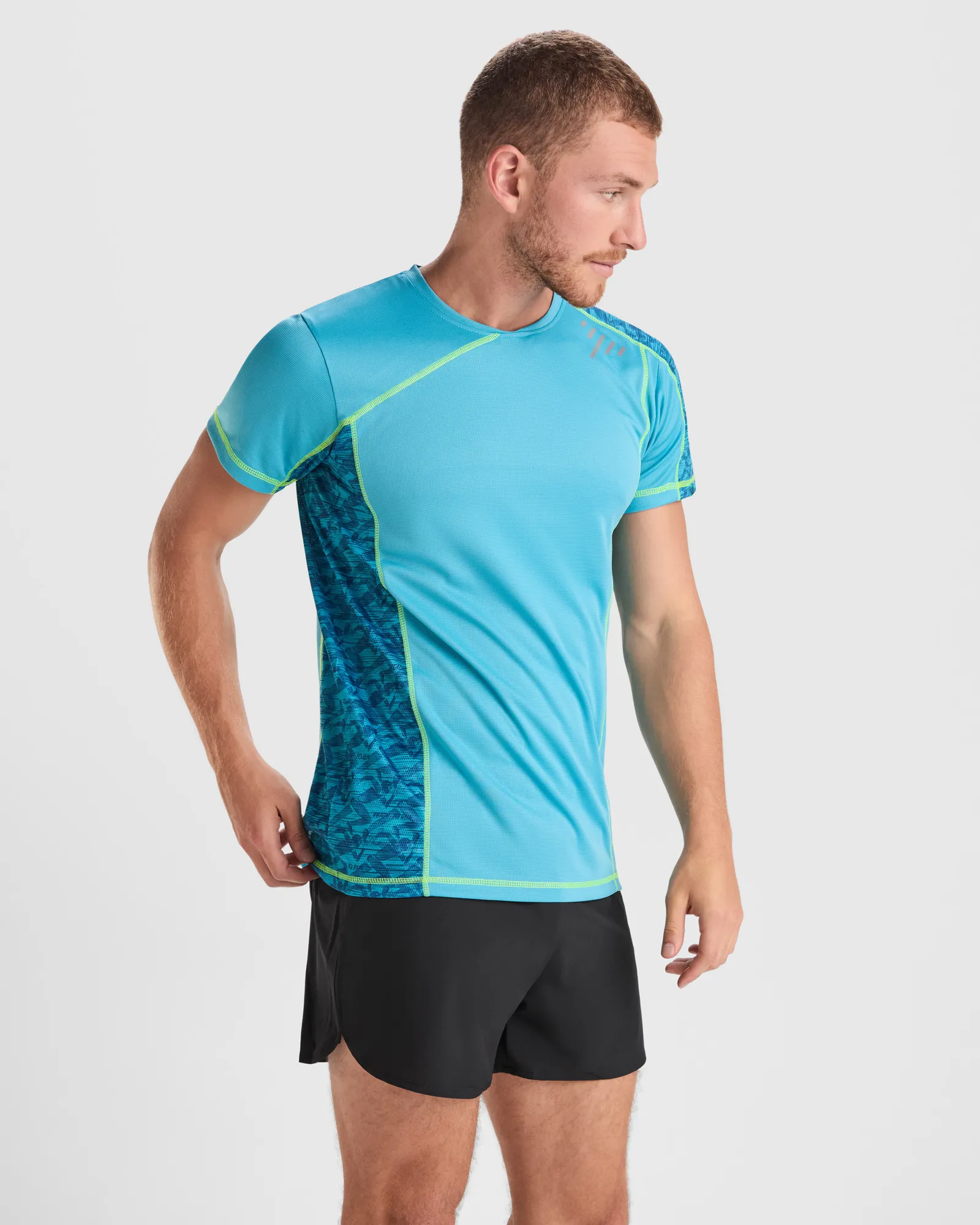 T-shirt tecnica Roly Sochi, Print Run Turquesa, dettaglio