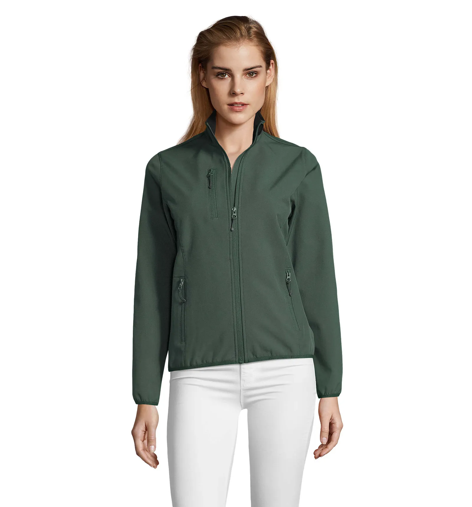 Softshell SOL'S Radian Women, Forest green, su modello, fronte