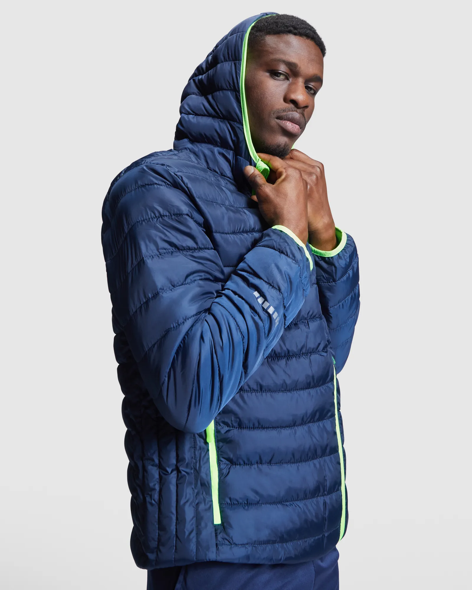 Giubbotto Roly Norway Sport, Blu Navy/Verde Fluo, dettaglio 3