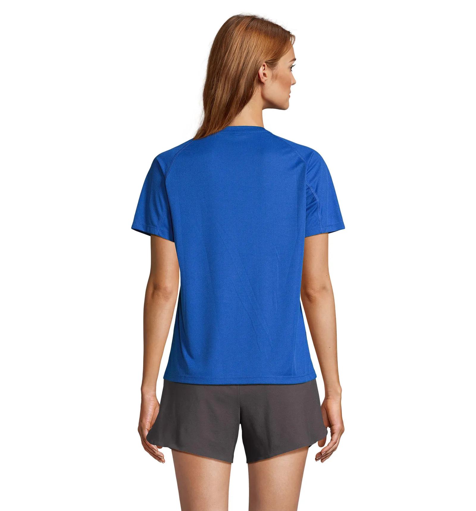 T-shirt tecnica SOL'S Vortex Women, Royal blue, su modello, retro