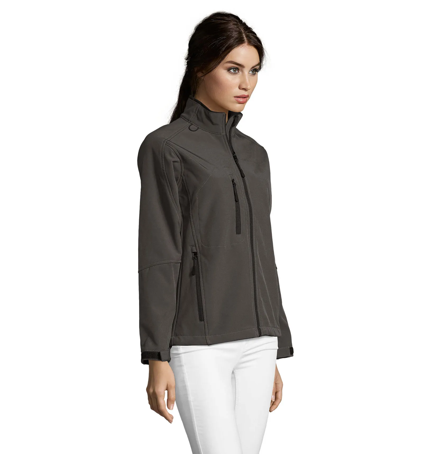 Softshell SOL'S Roxy, Charcoal grey, su modello, lato
