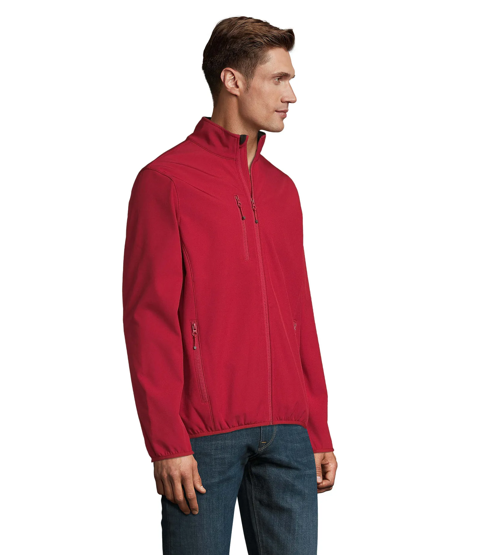 Softshell SOL'S Radian Men, Pepper red, su modello, lato