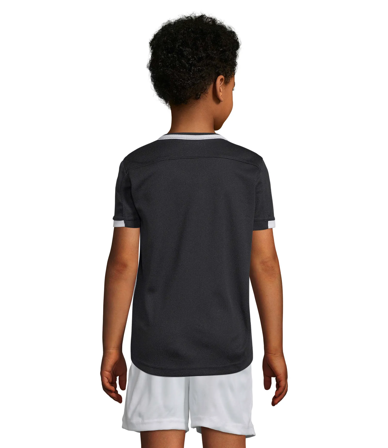 T-shirt tecnica SOL'S Classico Kids, Black/white, su modello, retro