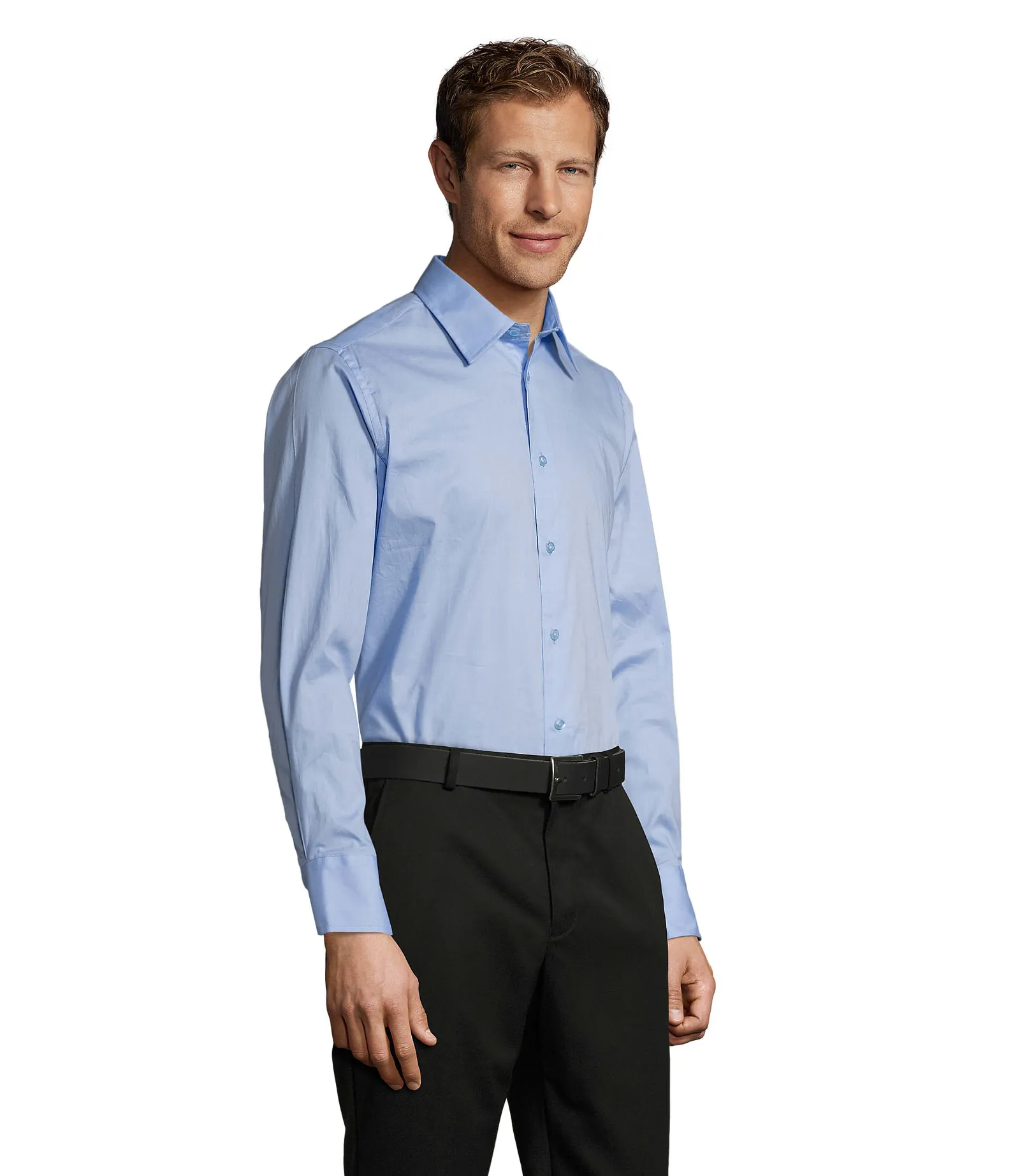 Camicia manica lunga SOL'S Brighton, Bright sky, su modello, lato