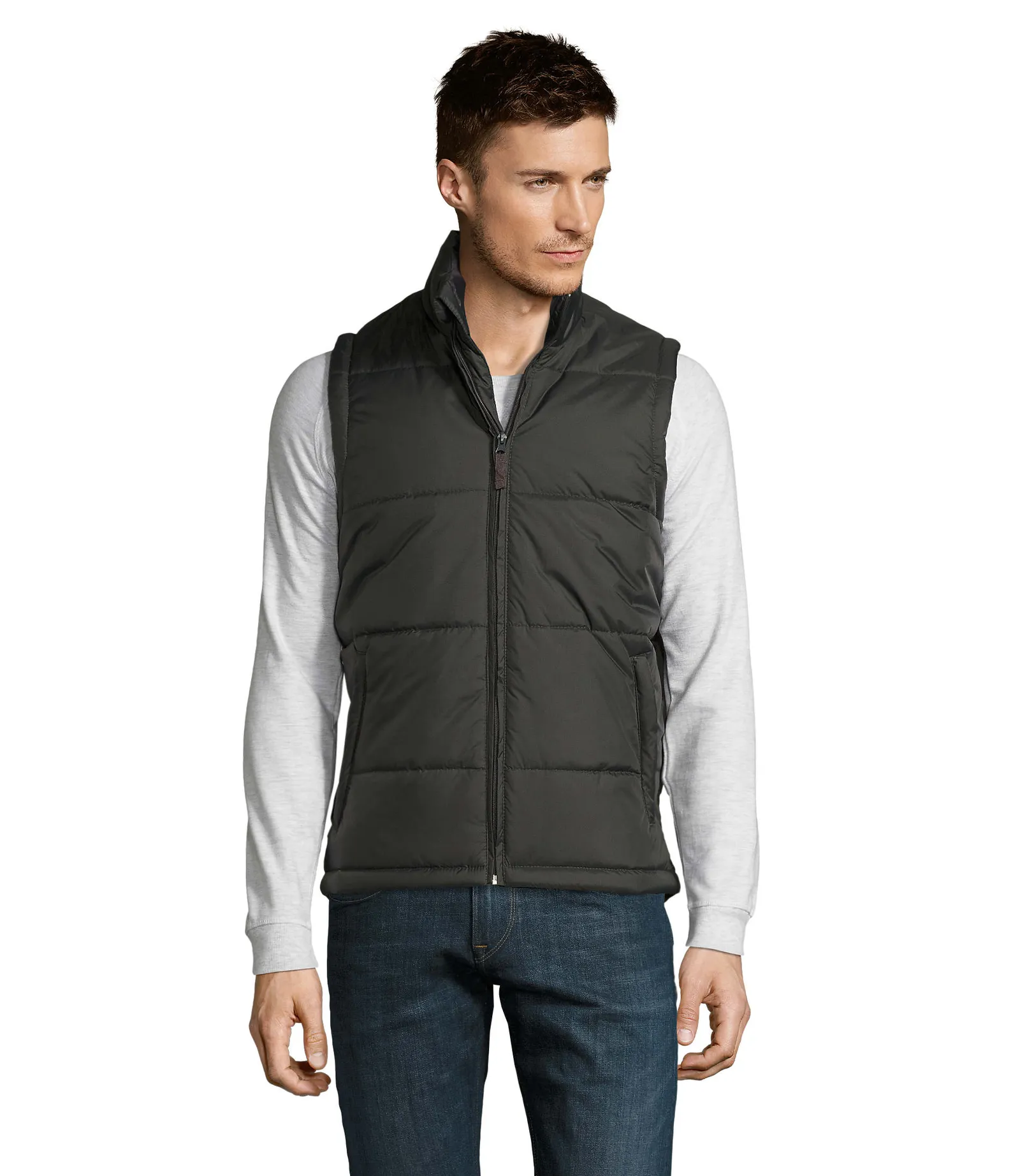 Gilet SOL'S Warm, Charcoal grey, su modello, fronte