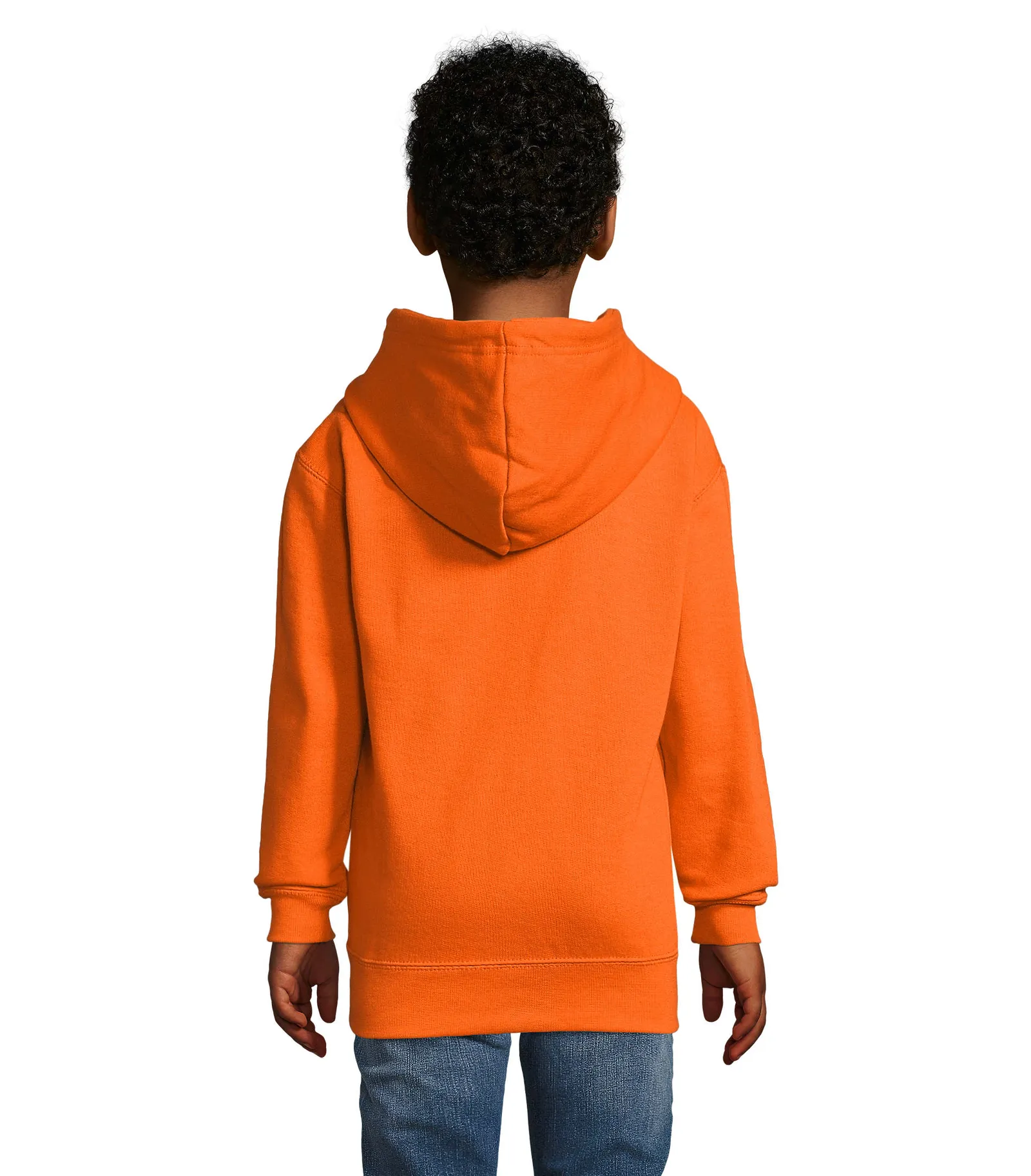 Felpa con cappuccio SOL'S Slam Kids, Orange, su modello, retro