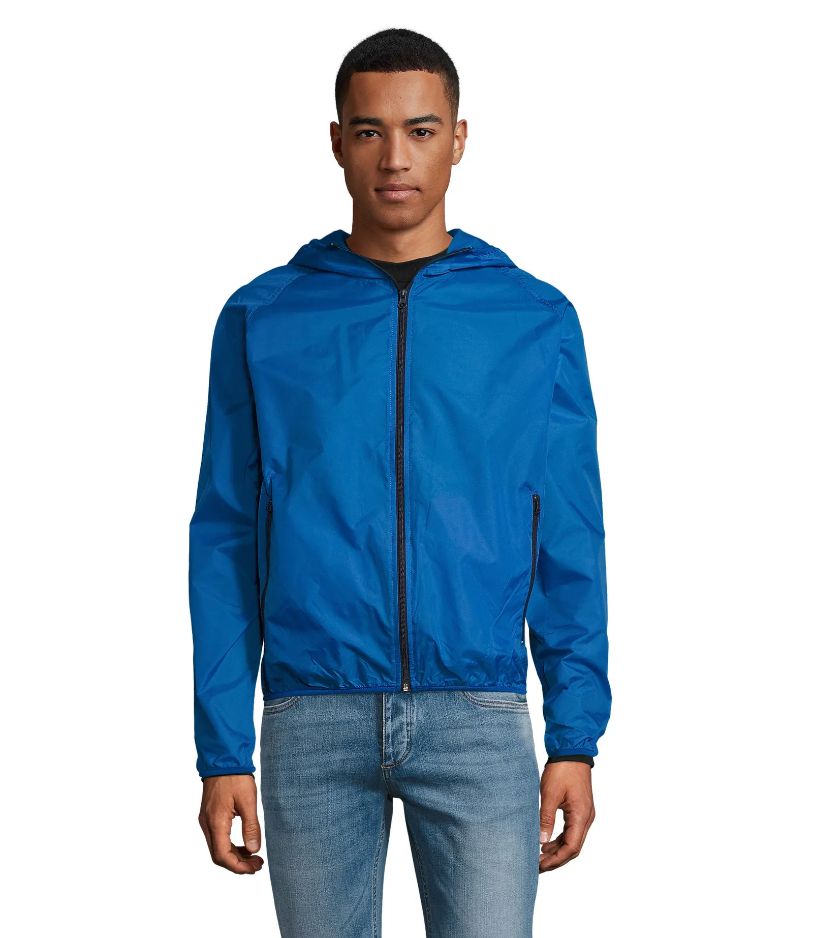 Giacca antivento SOL'S Shore, Royal blue, su modello, fronte