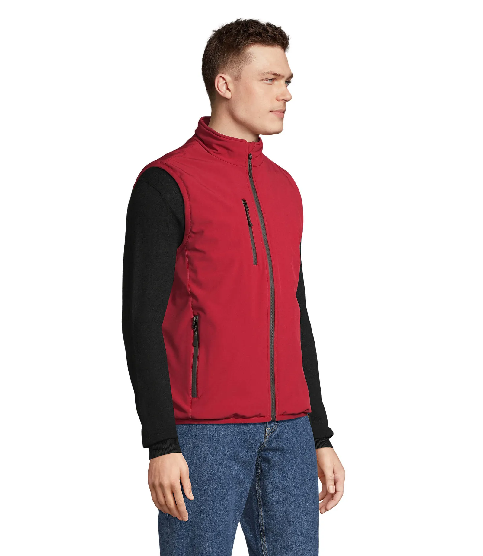 Gilet SOL'S Falcon Padded BW, Pepper red, su modello, lato