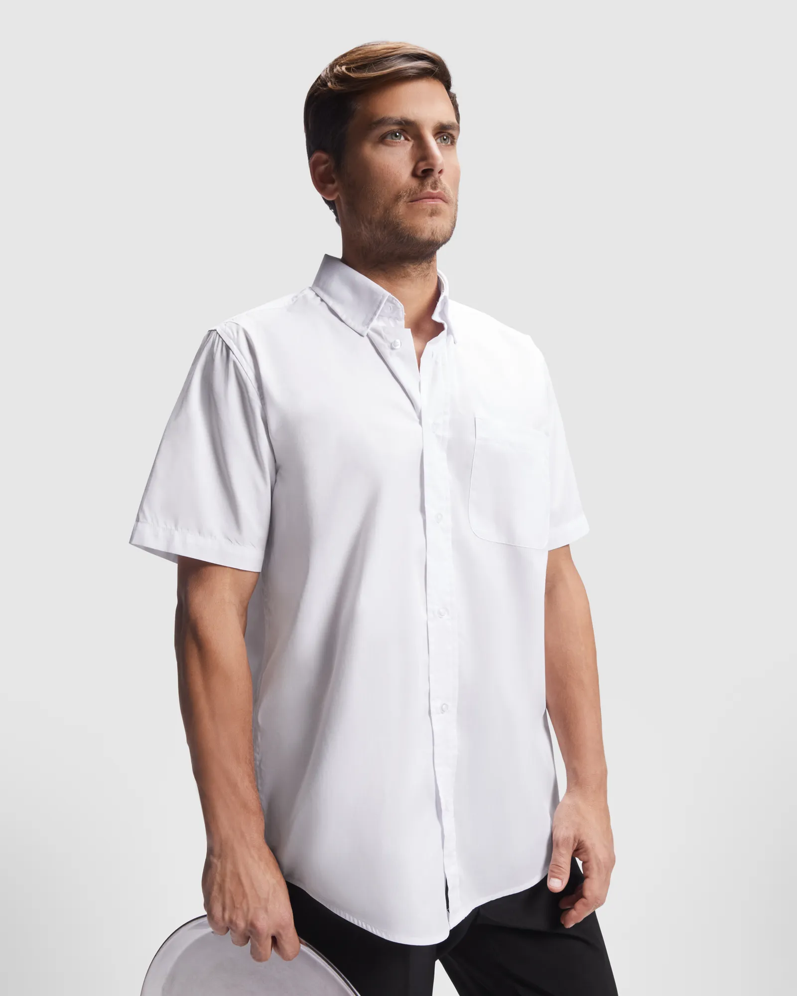 Camicia manica corta Roly Aifos, Bianco, dettaglio