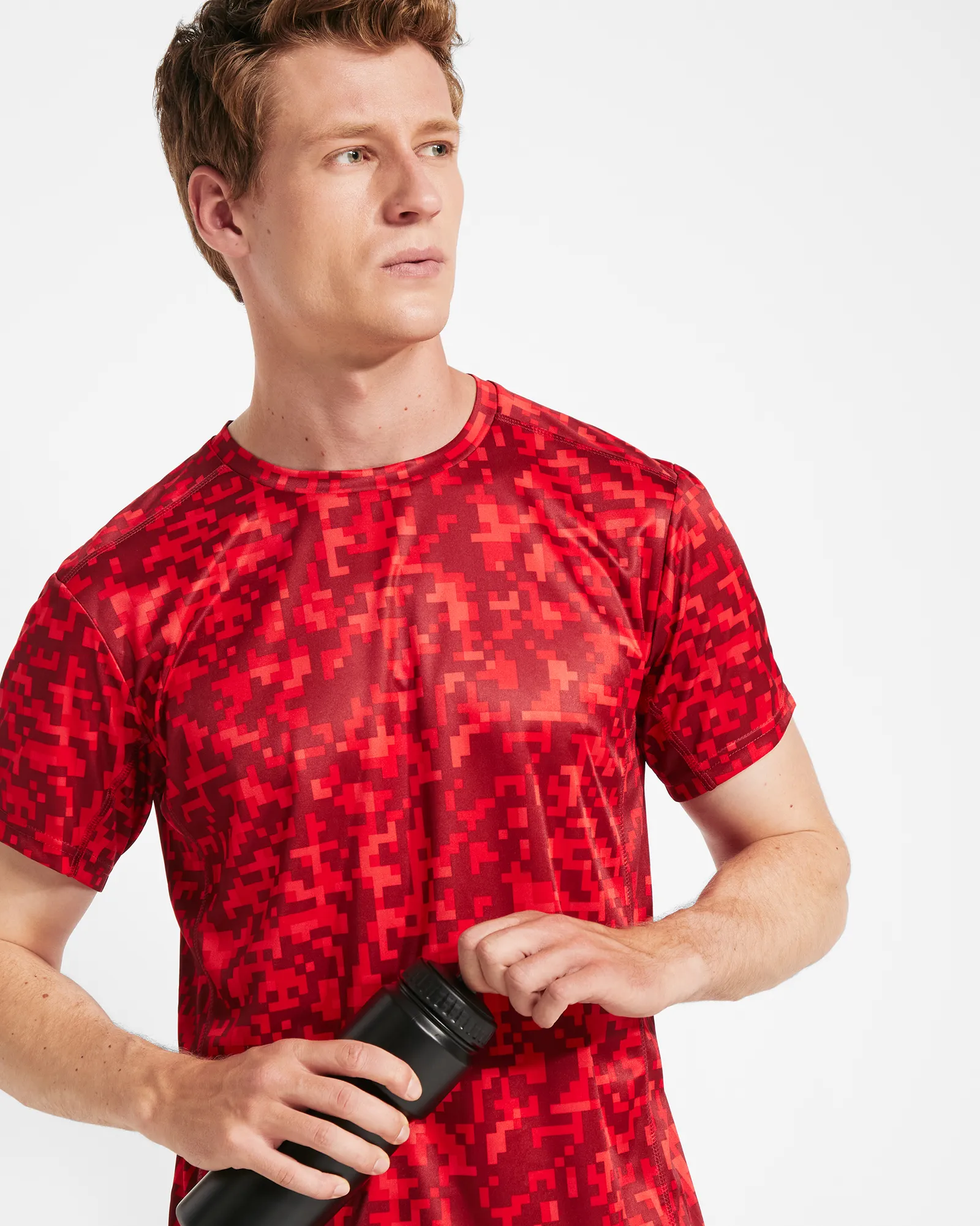 T-shirt tecnica Roly Assen, Pixel Rosso, dettaglio 2