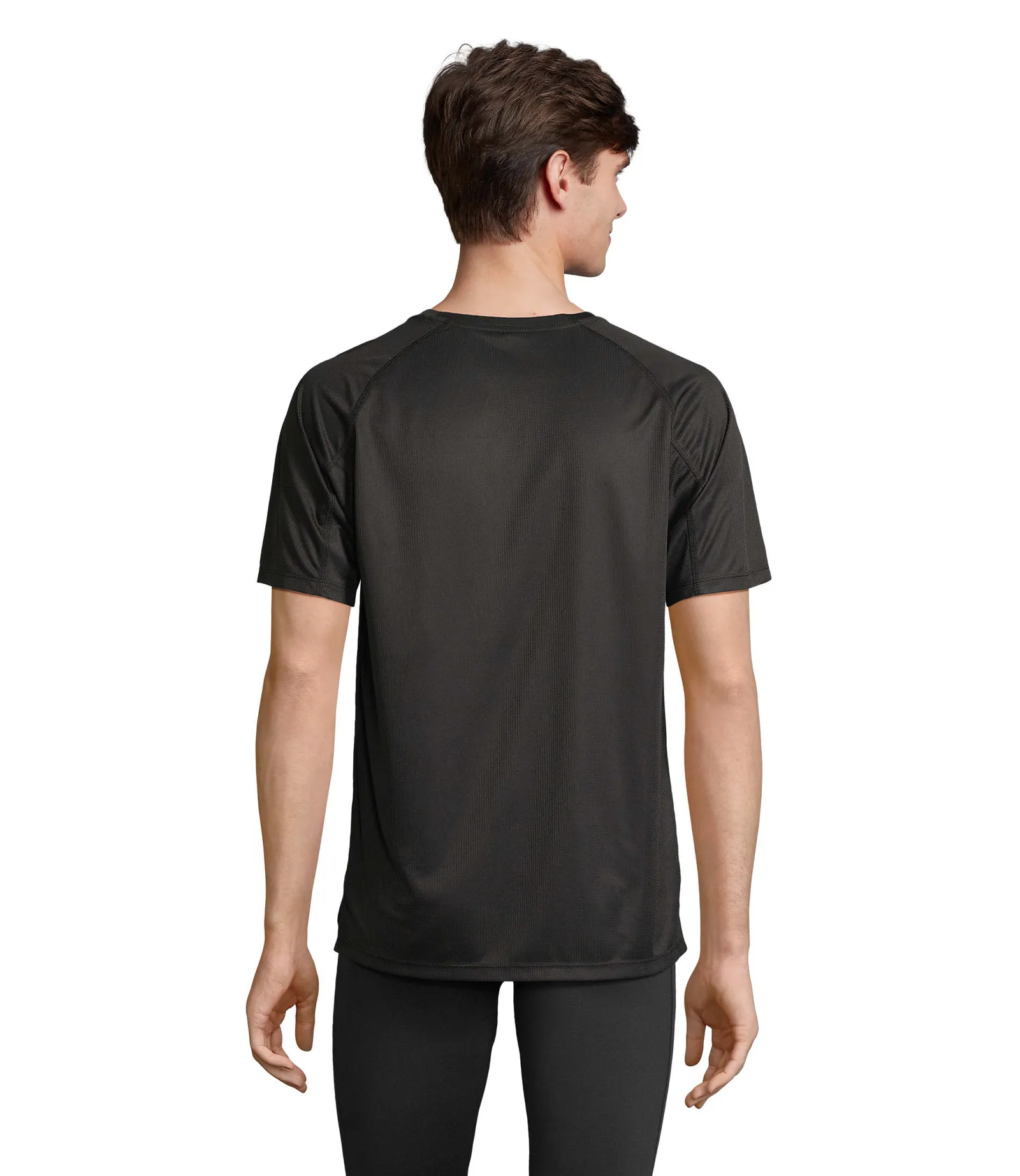 T-shirt tecnica SOL'S Vortex, Black, su modello, retro