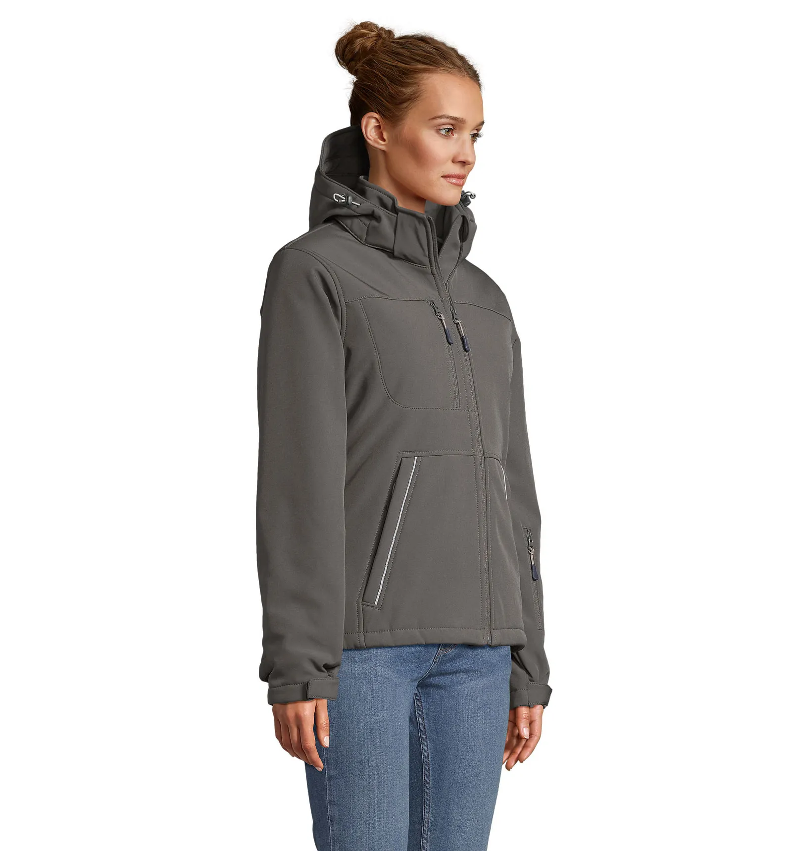 Softshell SOL'S Rock Women, Charcoal grey, su modello, lato