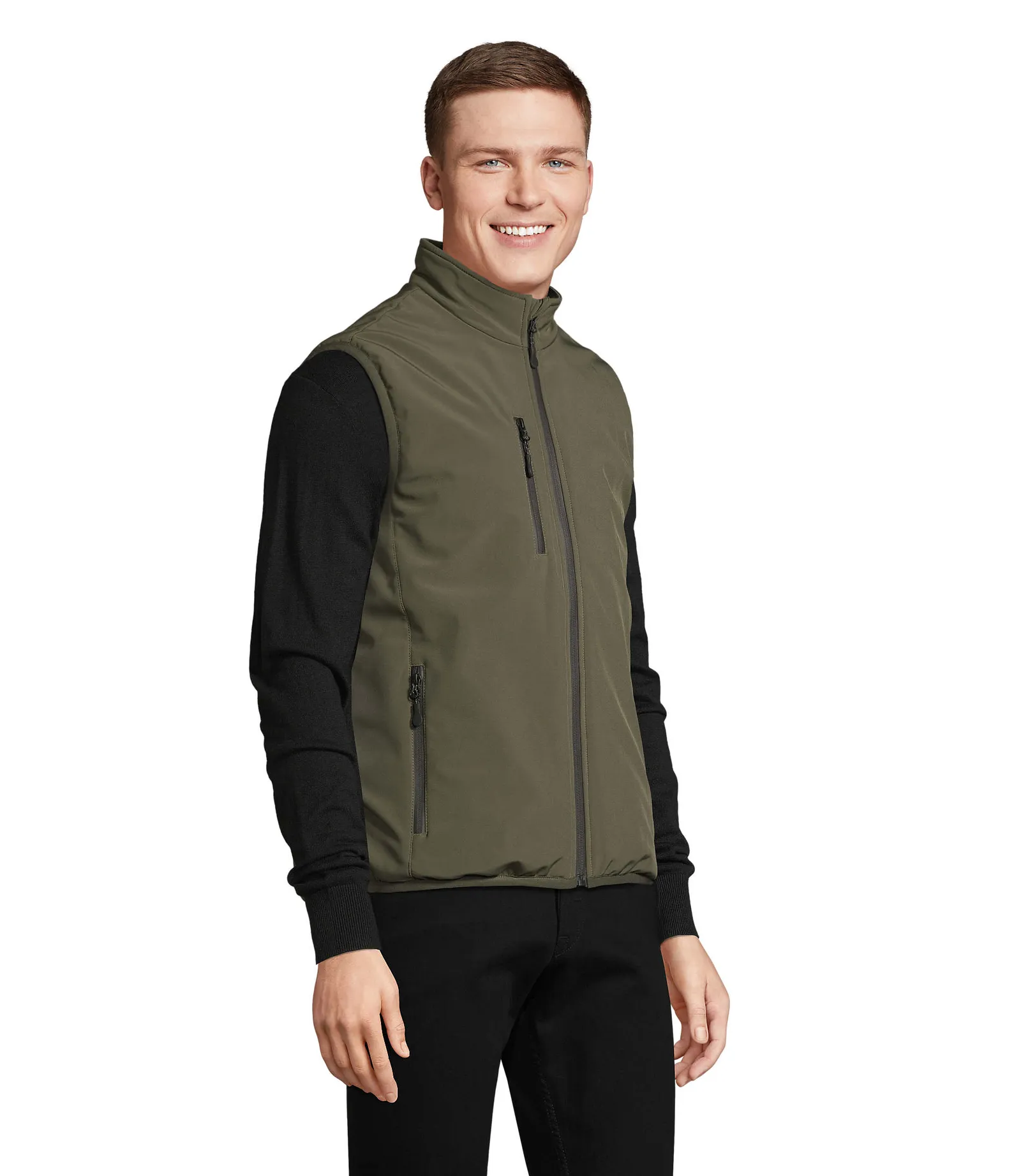 Gilet SOL'S Falcon Padded BW, Army, su modello, lato