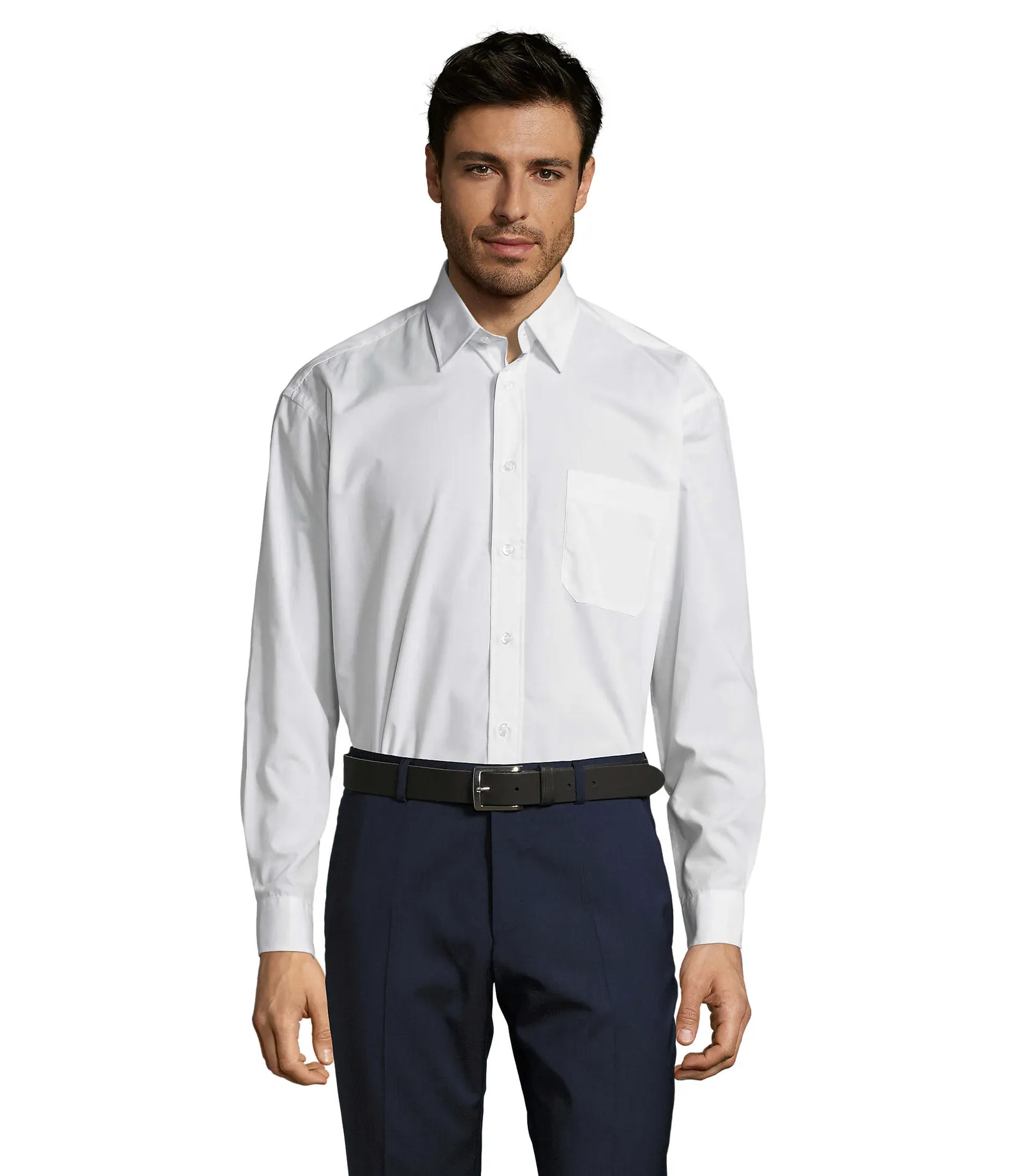 Camicia manica lunga SOL'S Baltimore, White, su modello, fronte