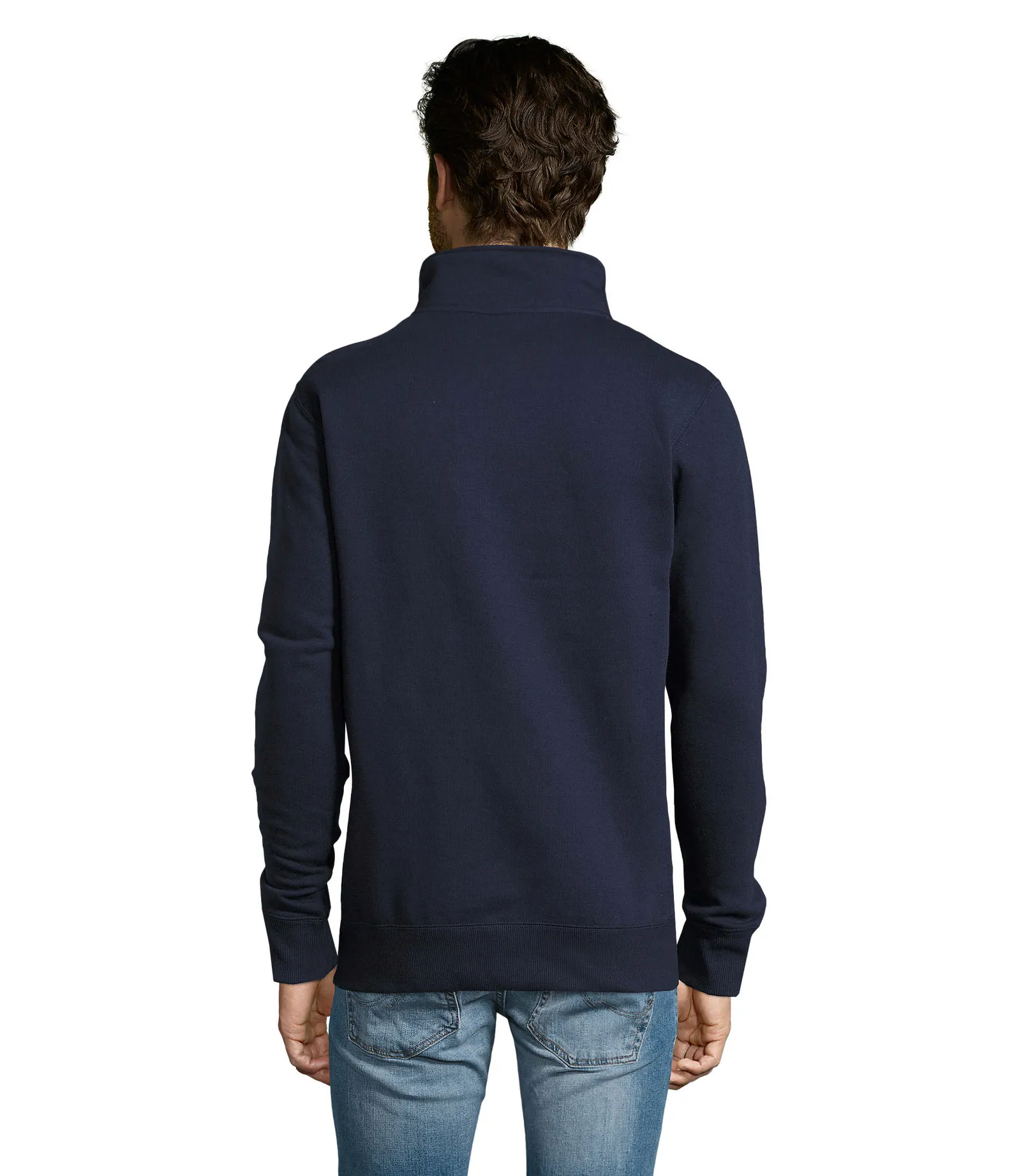 Felpa con zip SOL'S Scott, French navy, su modello, retro