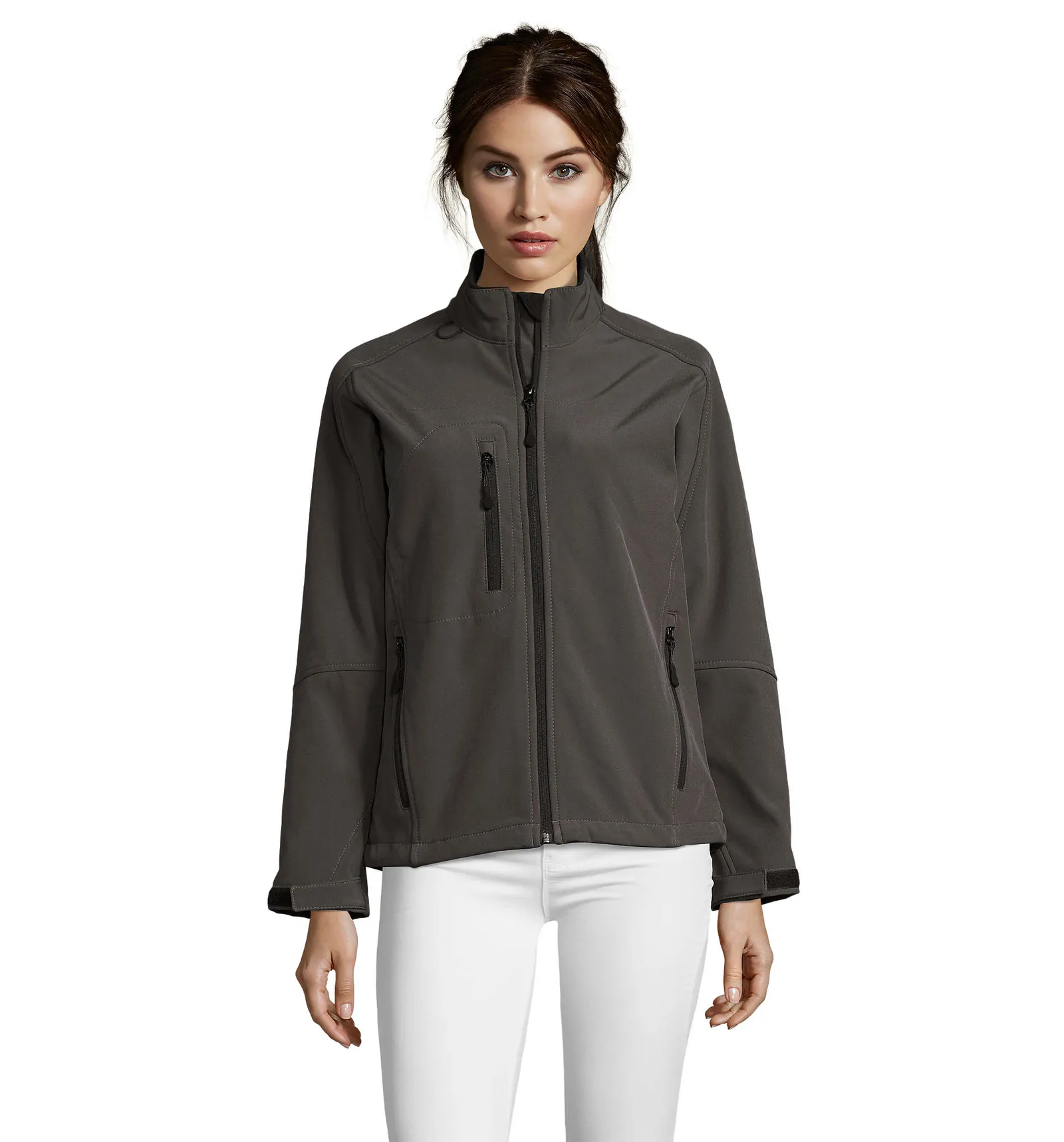 Softshell SOL'S Roxy, Charcoal grey, su modello, fronte
