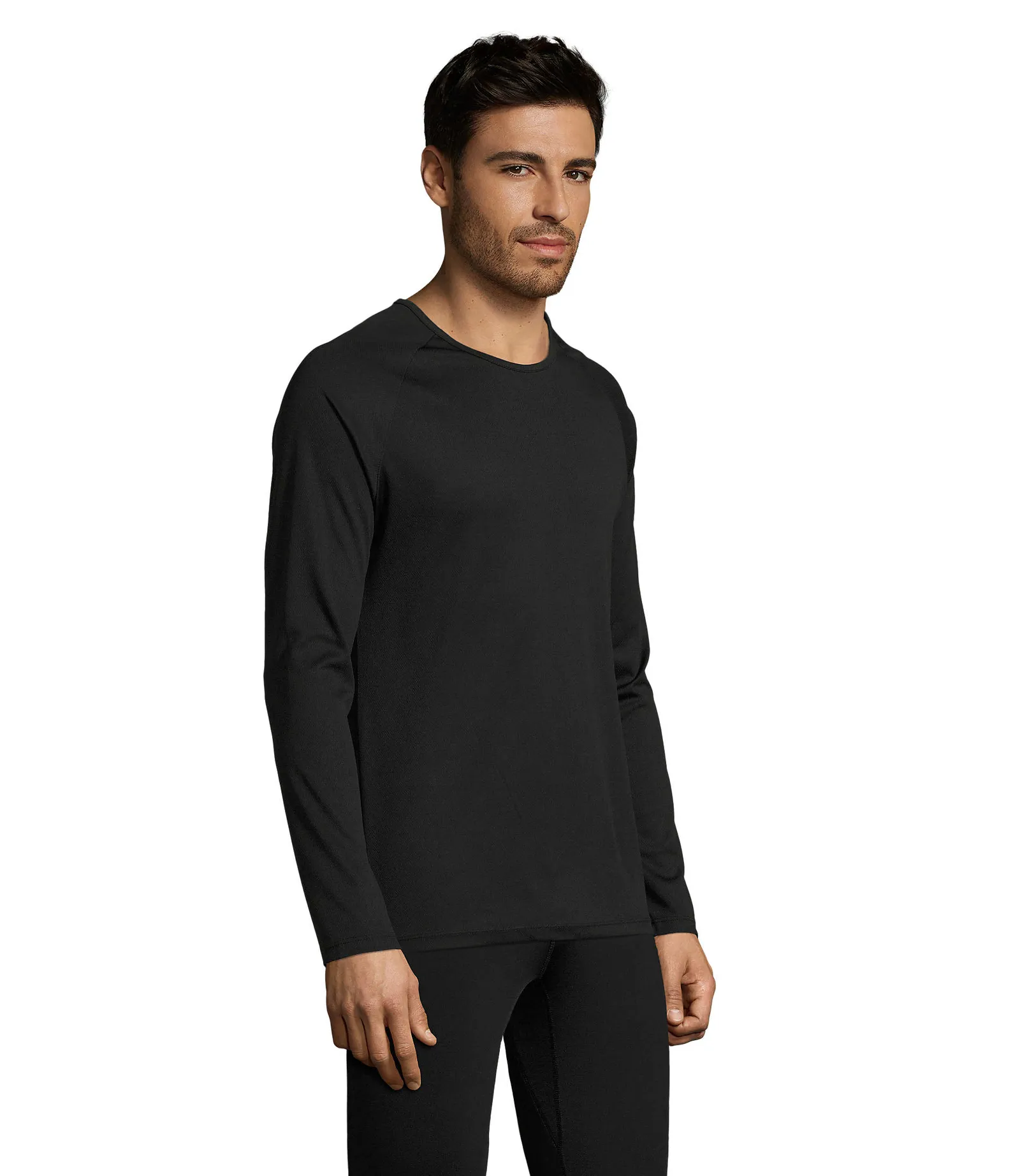 T-shirt tecnica SOL'S Sporty Lsl Men, Black, su modello, lato