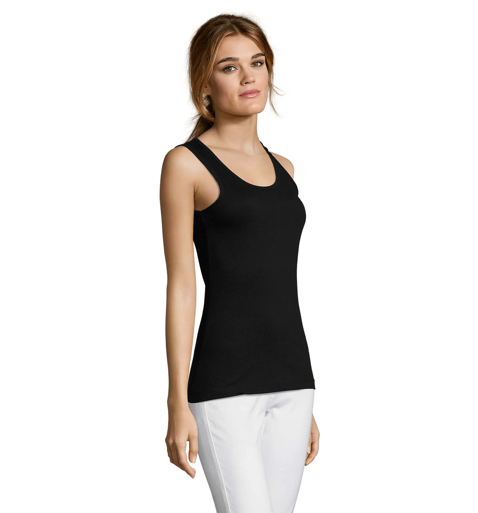 Canotta SOL'S Jane, Deep black, su modello, lato