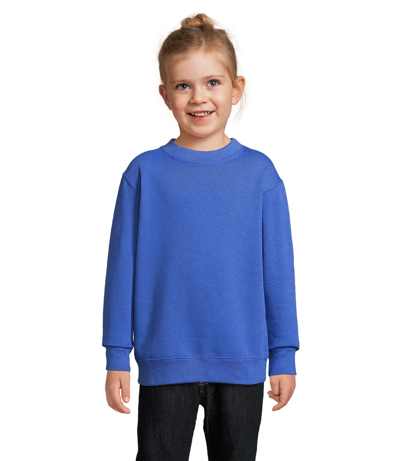 Felpa girocollo SOL'S New Supreme Kids, Royal blue, su modello, fronte