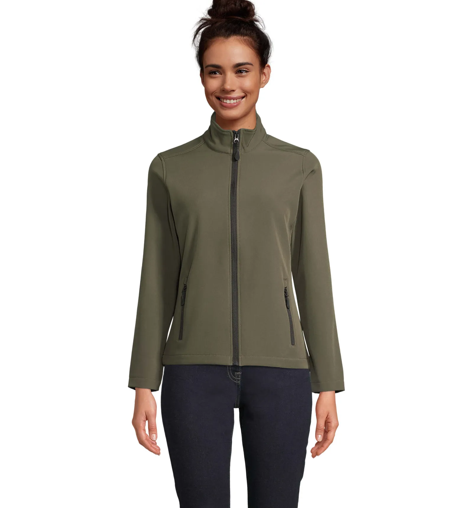 Softshell SOL'S Race Women, Army, su modello, fronte