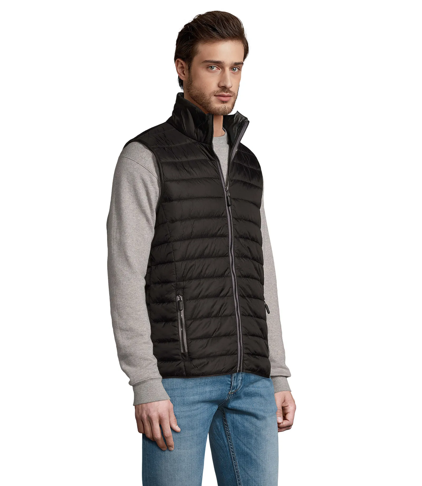 Gilet SOL'S Wave Men, Black, su modello, lato