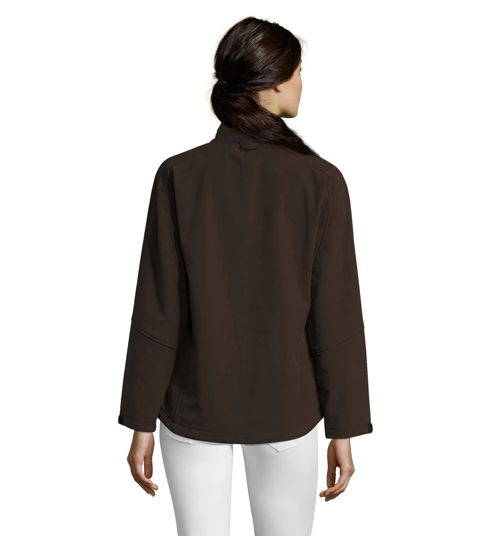 Softshell SOL'S Roxy, Dark chocolate, su modello, retro