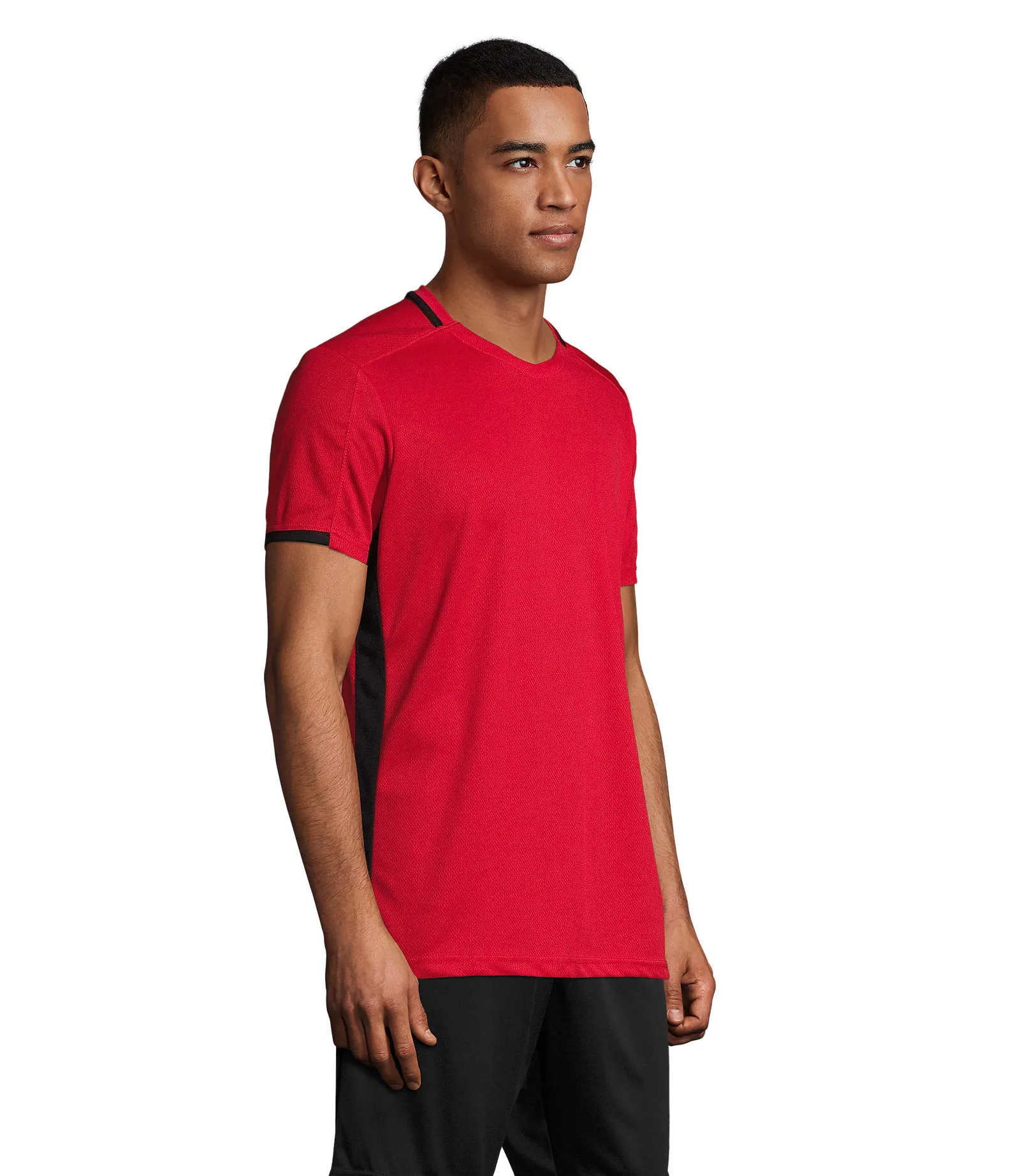 T-shirt tecnica SOL'S Classico, Red/black, su modello, lato