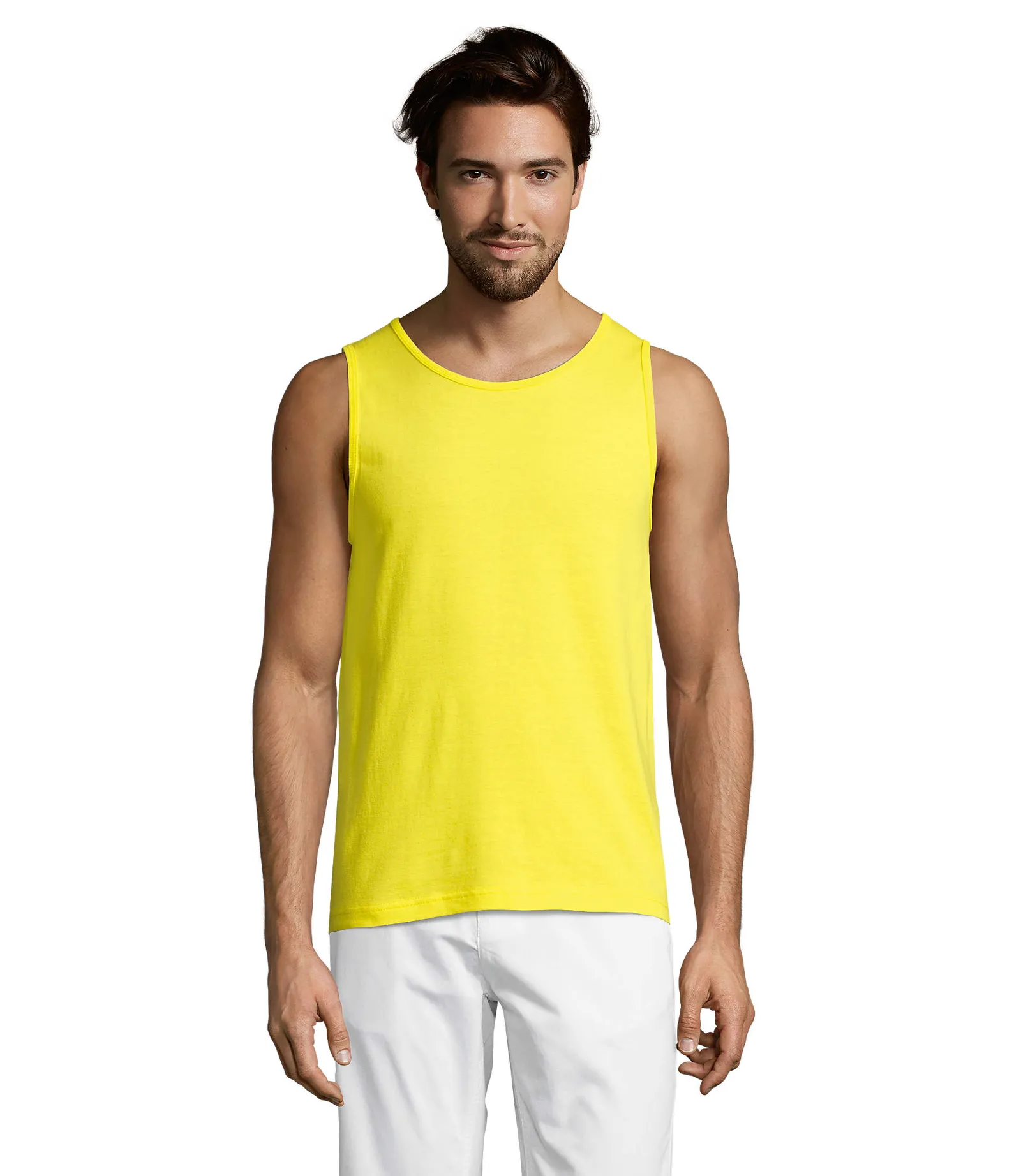 Canotta SOL'S Justin, Lemon, su modello, fronte