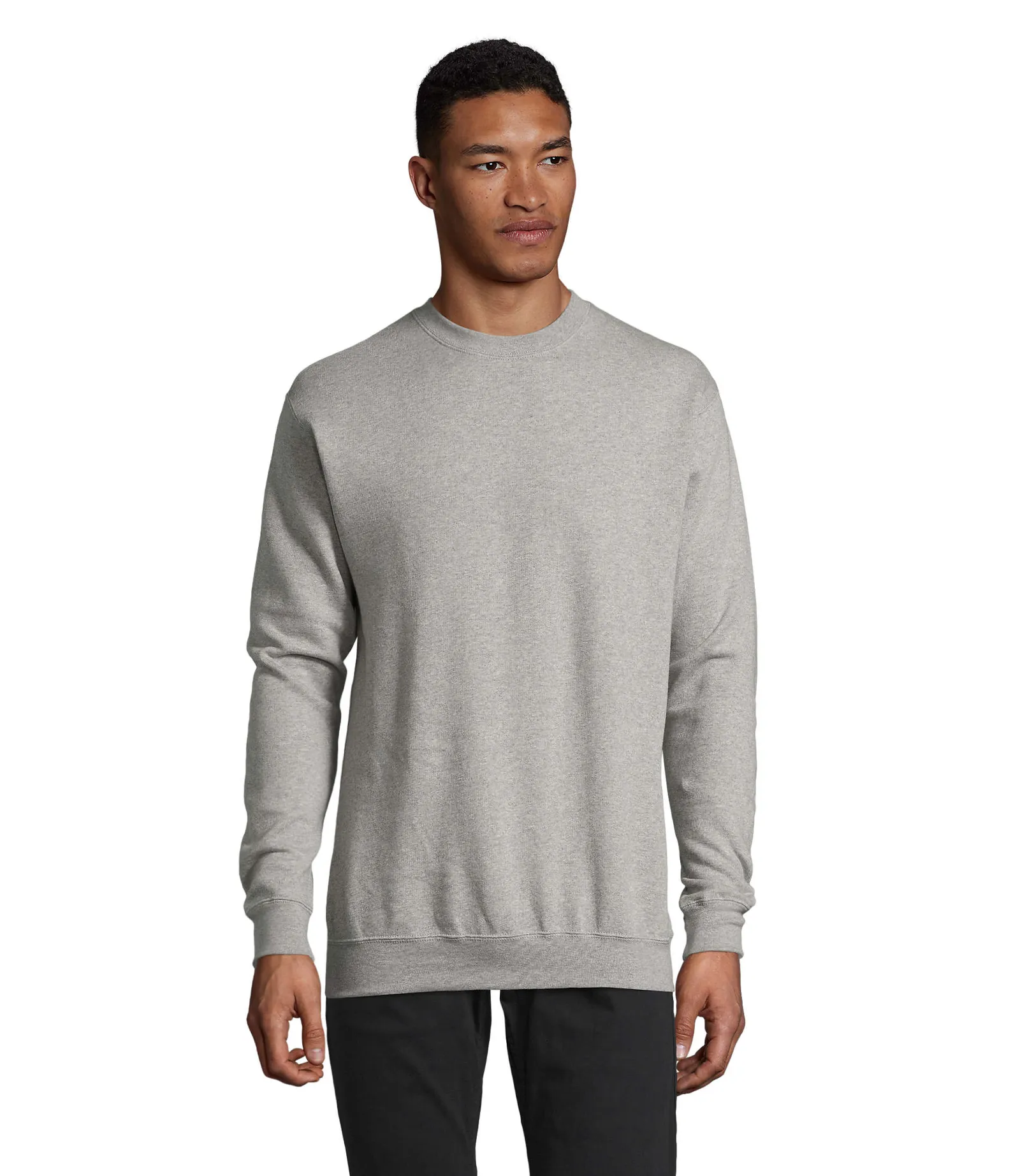 Felpa girocollo SOL'S Supreme, Grey melange, su modello, fronte