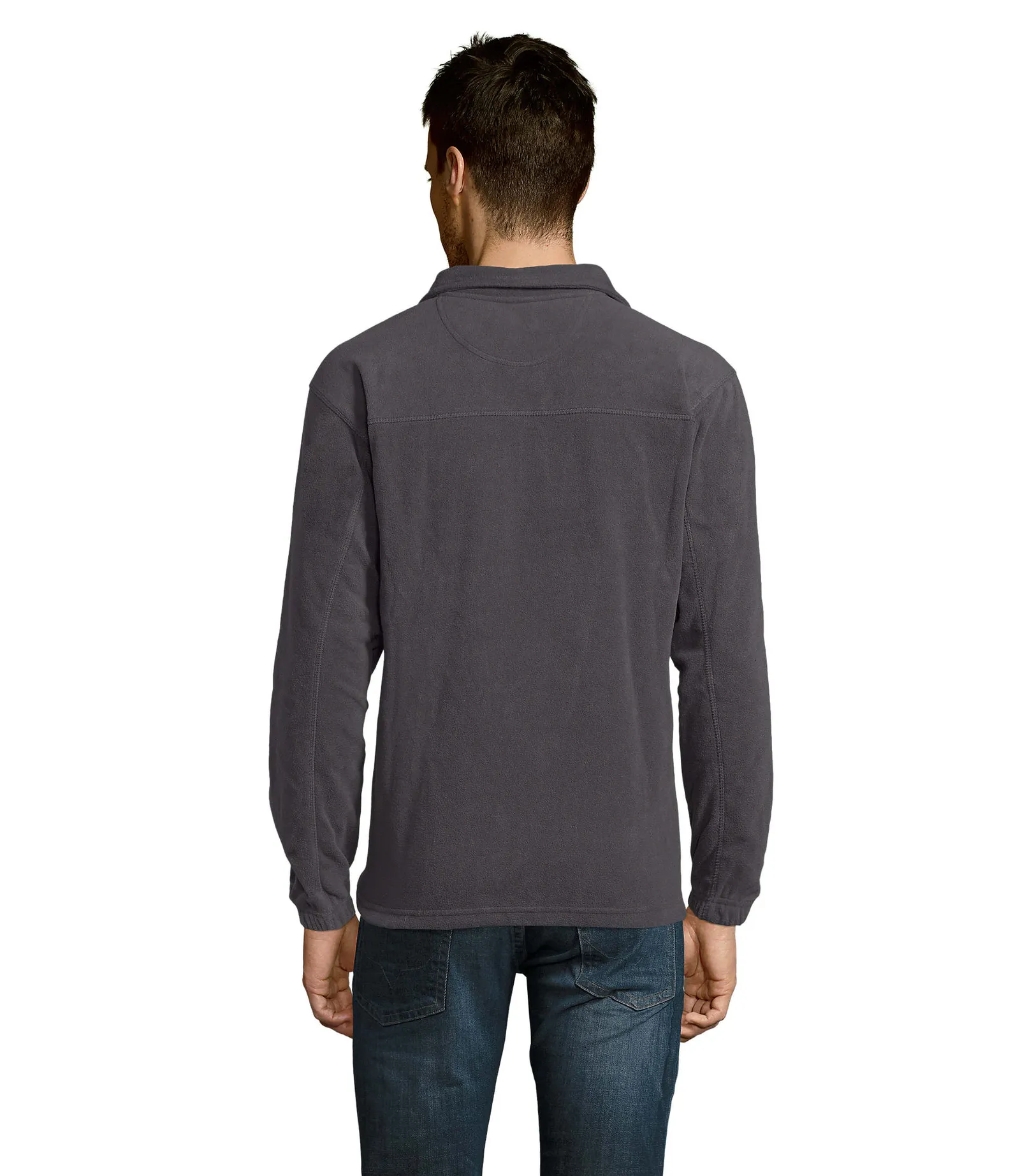 Felpa con zip SOL'S Ness, Charcoal grey, su modello, retro