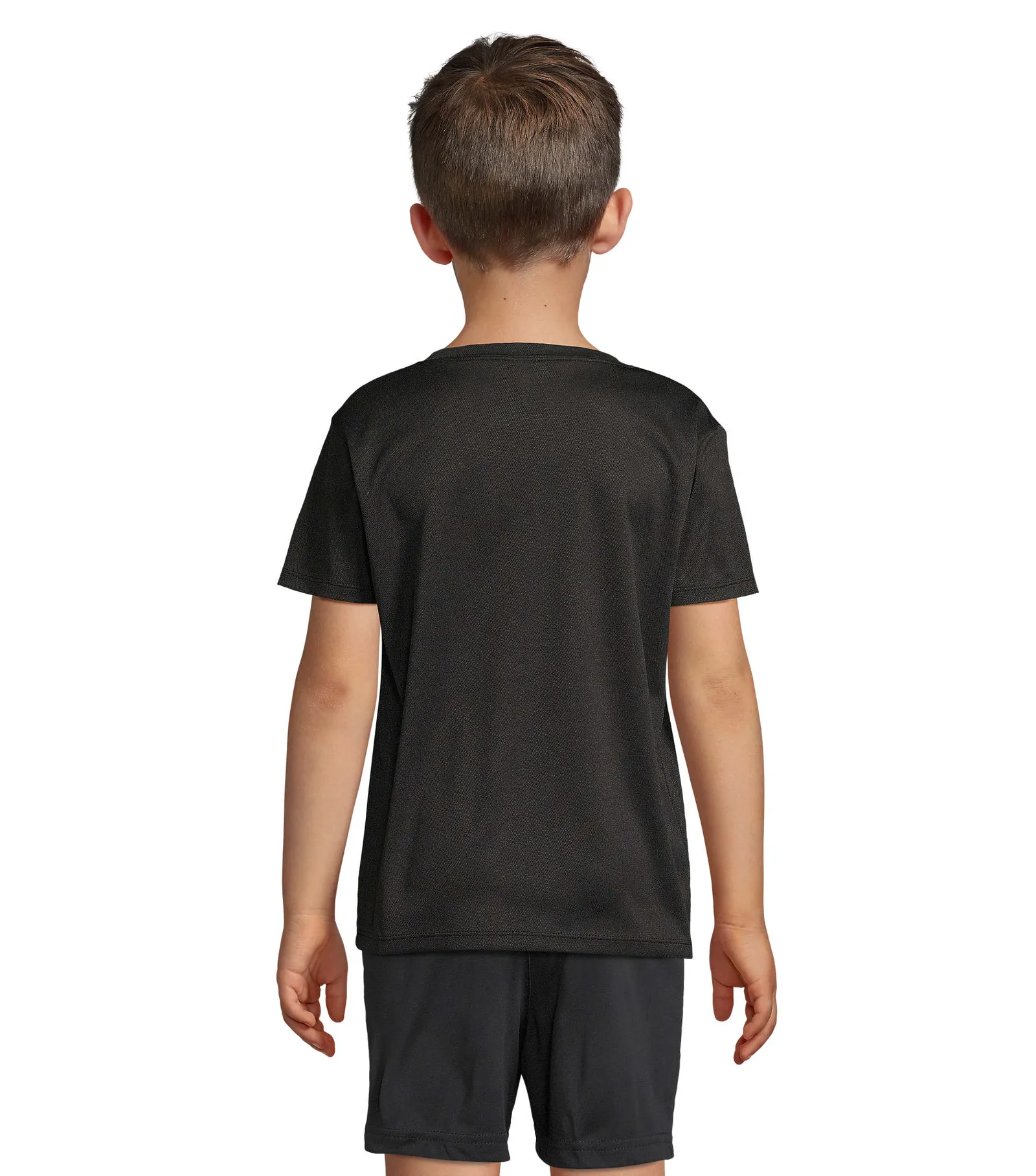 T-shirt tecnica SOL'S Sprint Kids, Black, su modello, retro