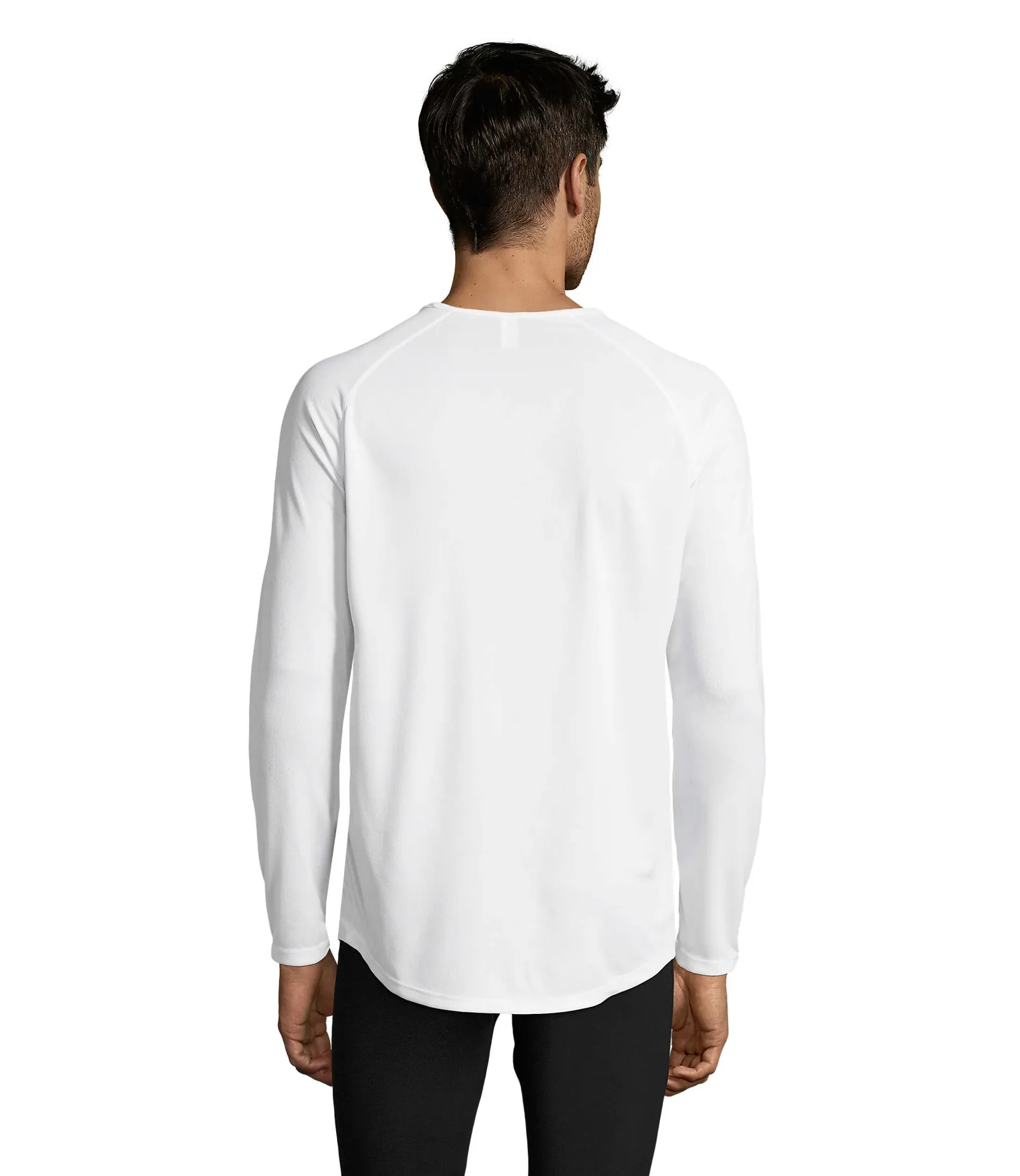 T-shirt tecnica SOL'S Sporty Lsl Men, White, su modello, retro