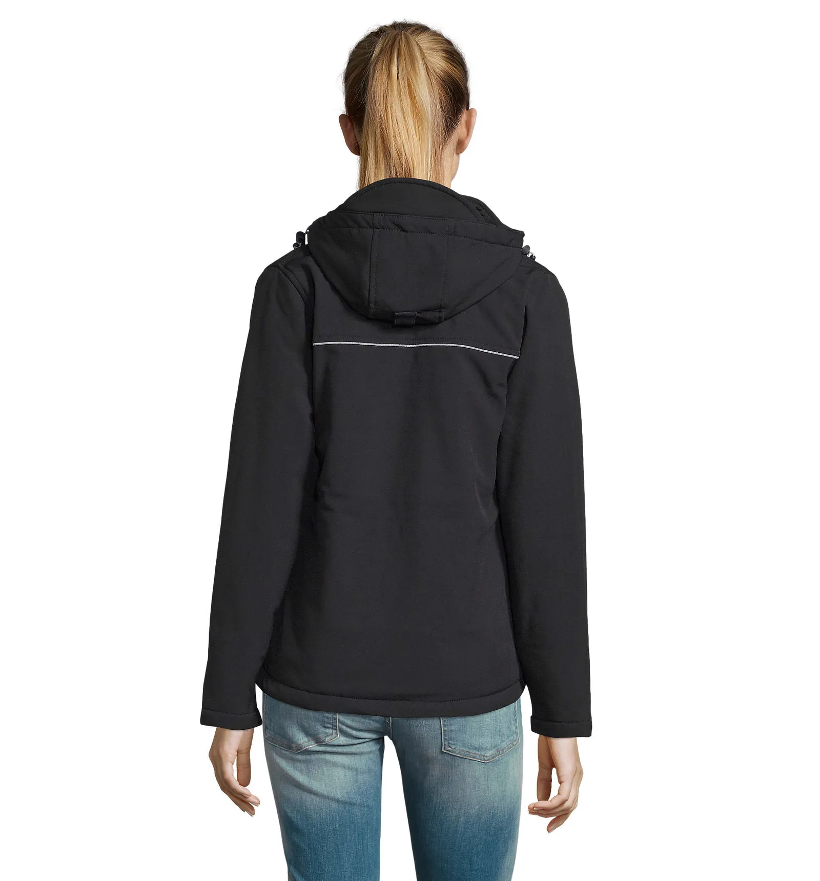 Softshell SOL'S Rock Women, Black, su modello, retro