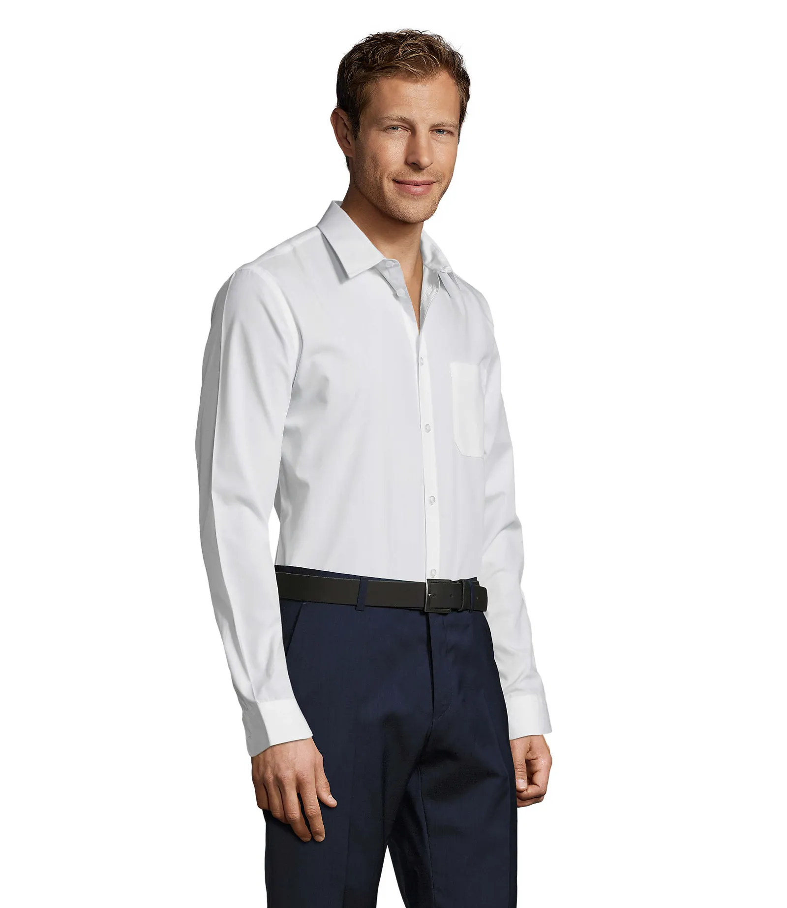 Camicia manica lunga SOL'S Baltimore Fit, White, su modello, lato