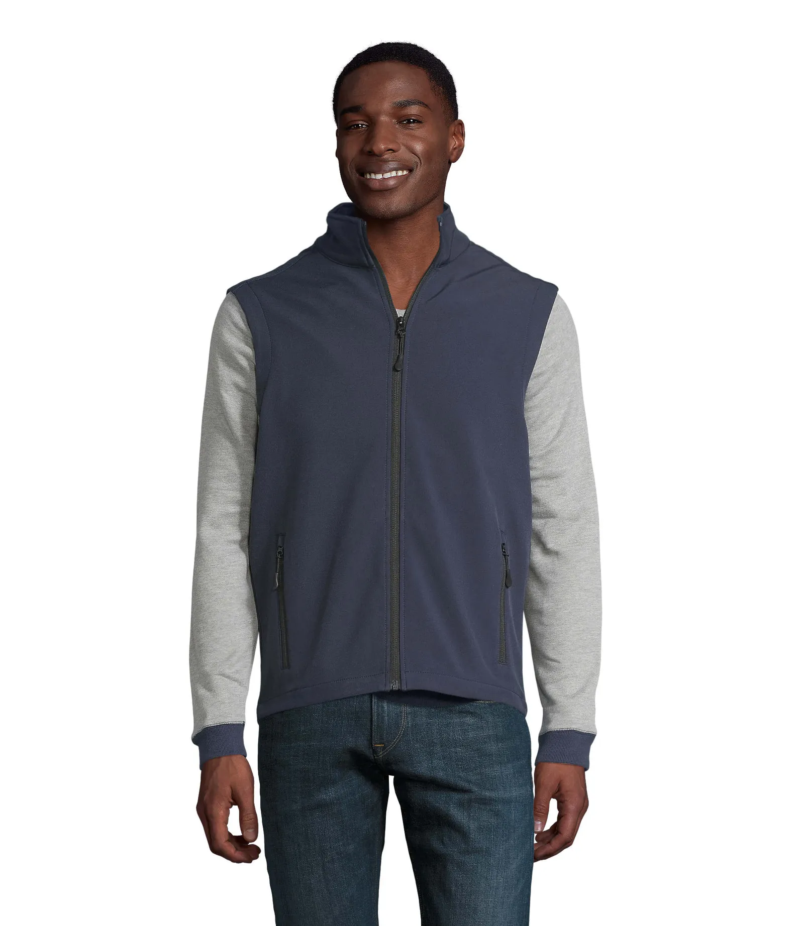 Gilet SOL'S Race BW Men, French navy, su modello, fronte