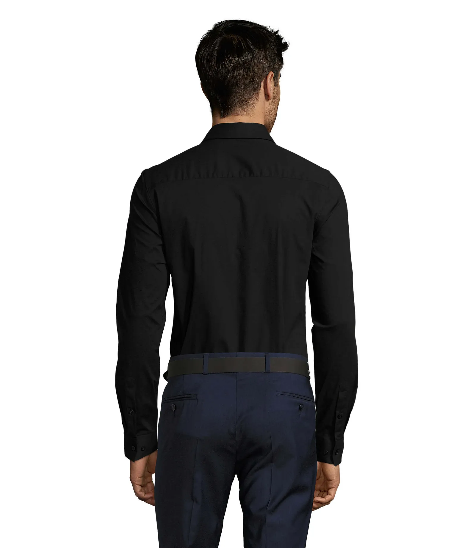 Camicia manica lunga SOL'S Blake Men, Black, su modello, retro
