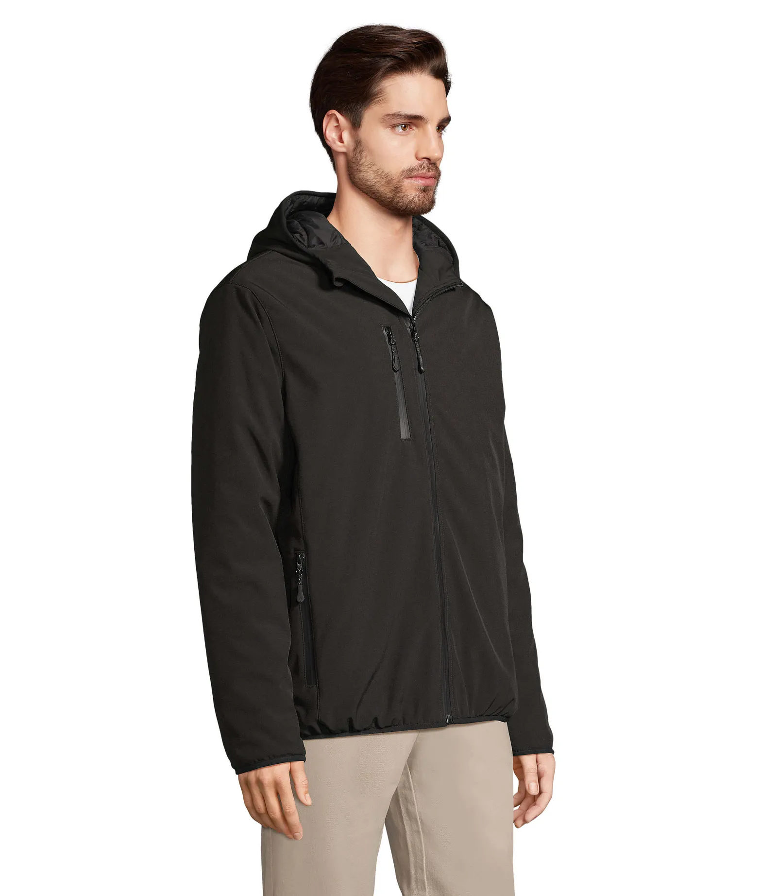 Softshell SOL'S Falcon Padded Men, Black, su modello, lato