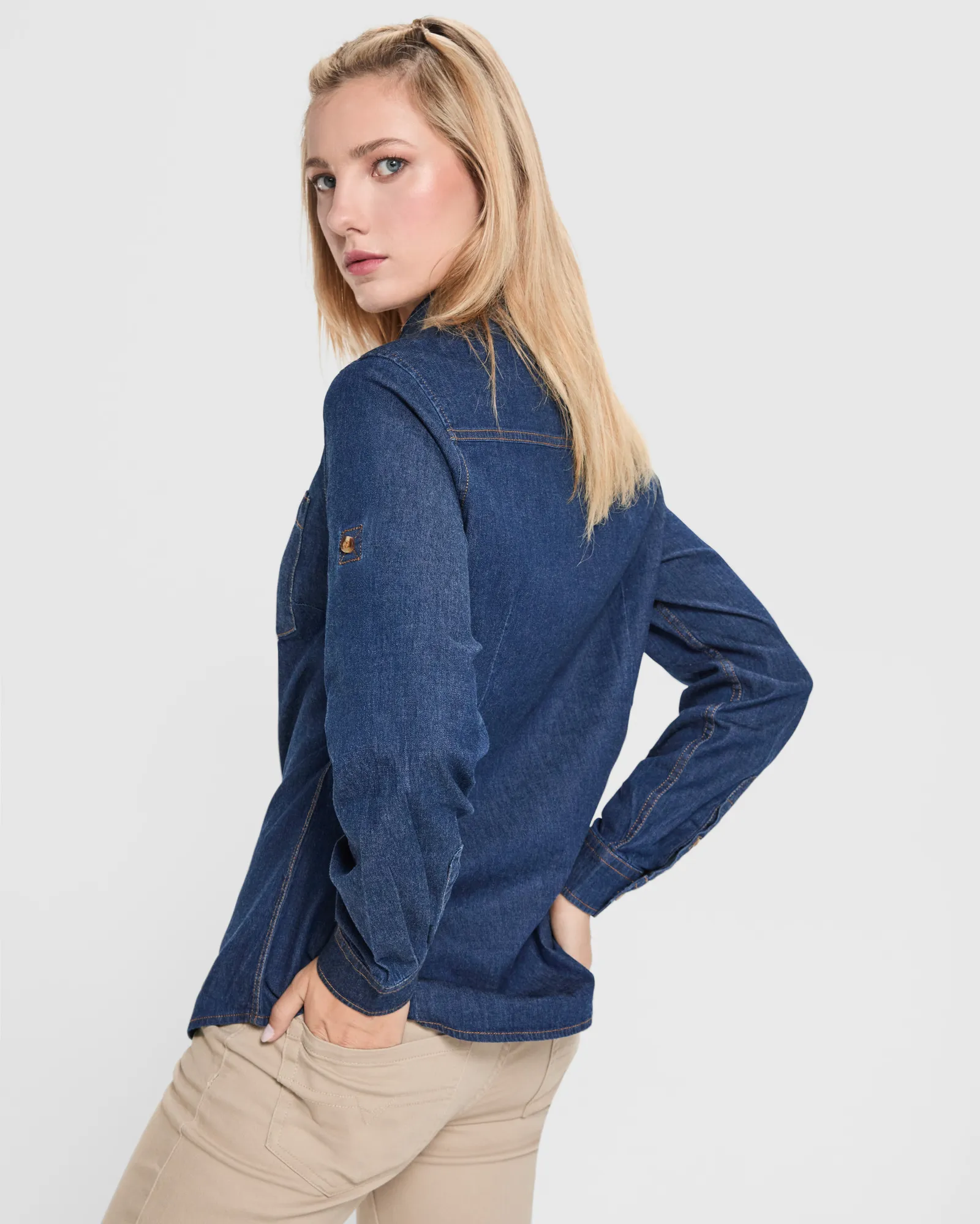 Camicia manica lunga Roly Lujan Woman, Jeans, dettaglio 3