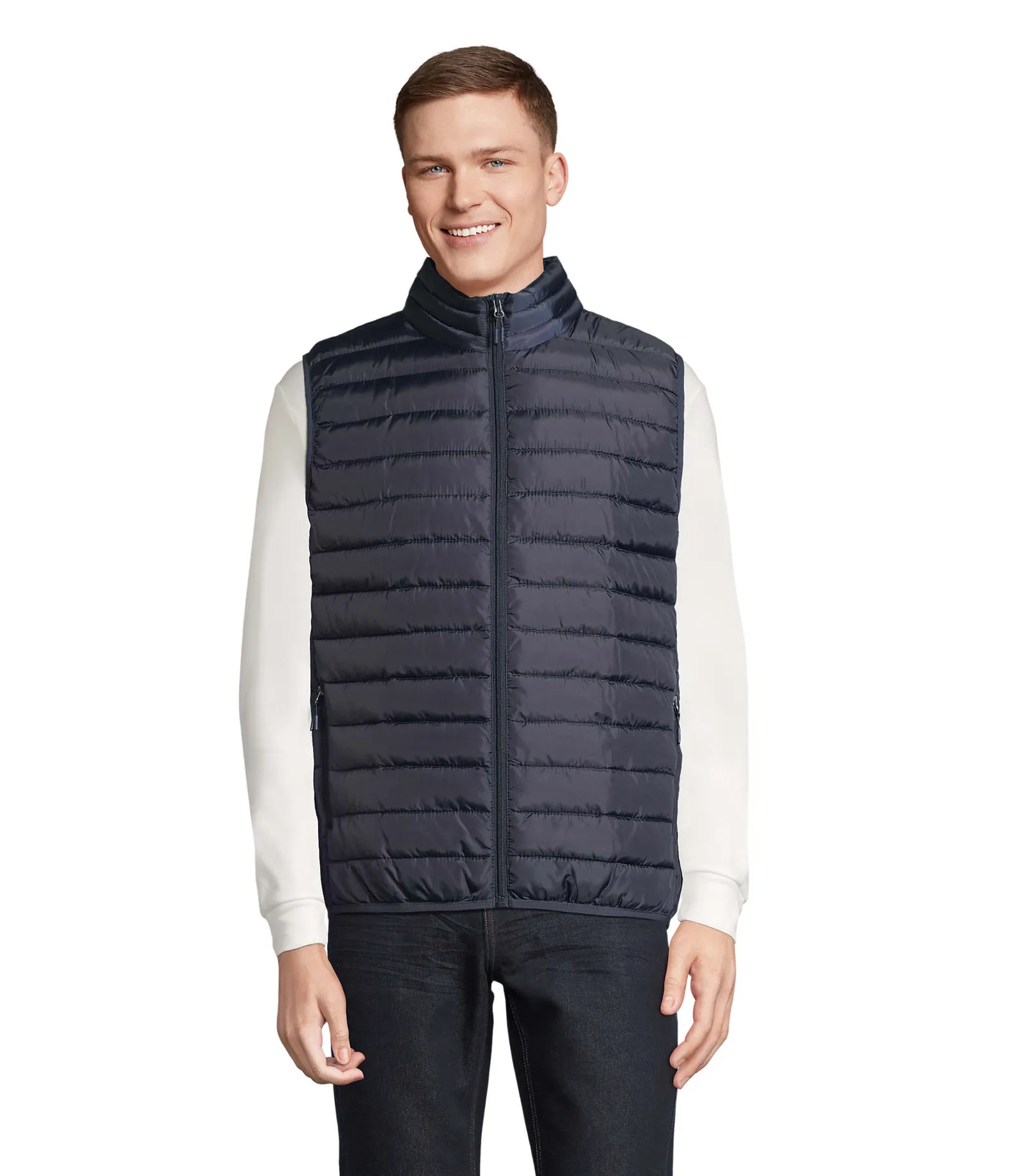 Gilet SOL'S Stream BW Men, French navy, su modello, fronte