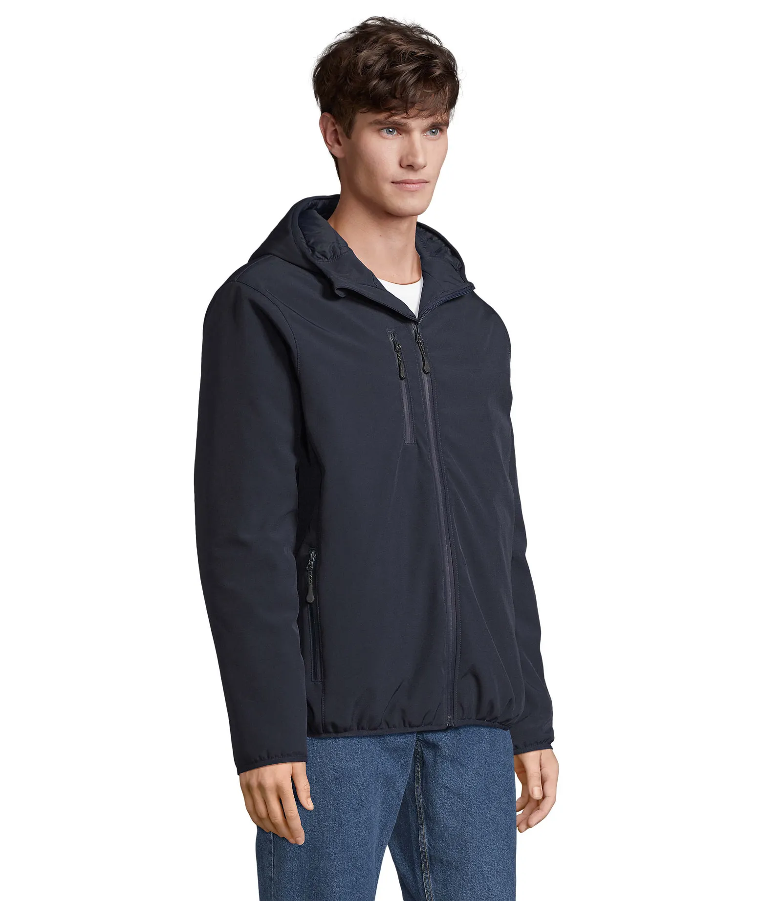 Softshell SOL'S Falcon Padded Men, Abyss blue, su modello, lato
