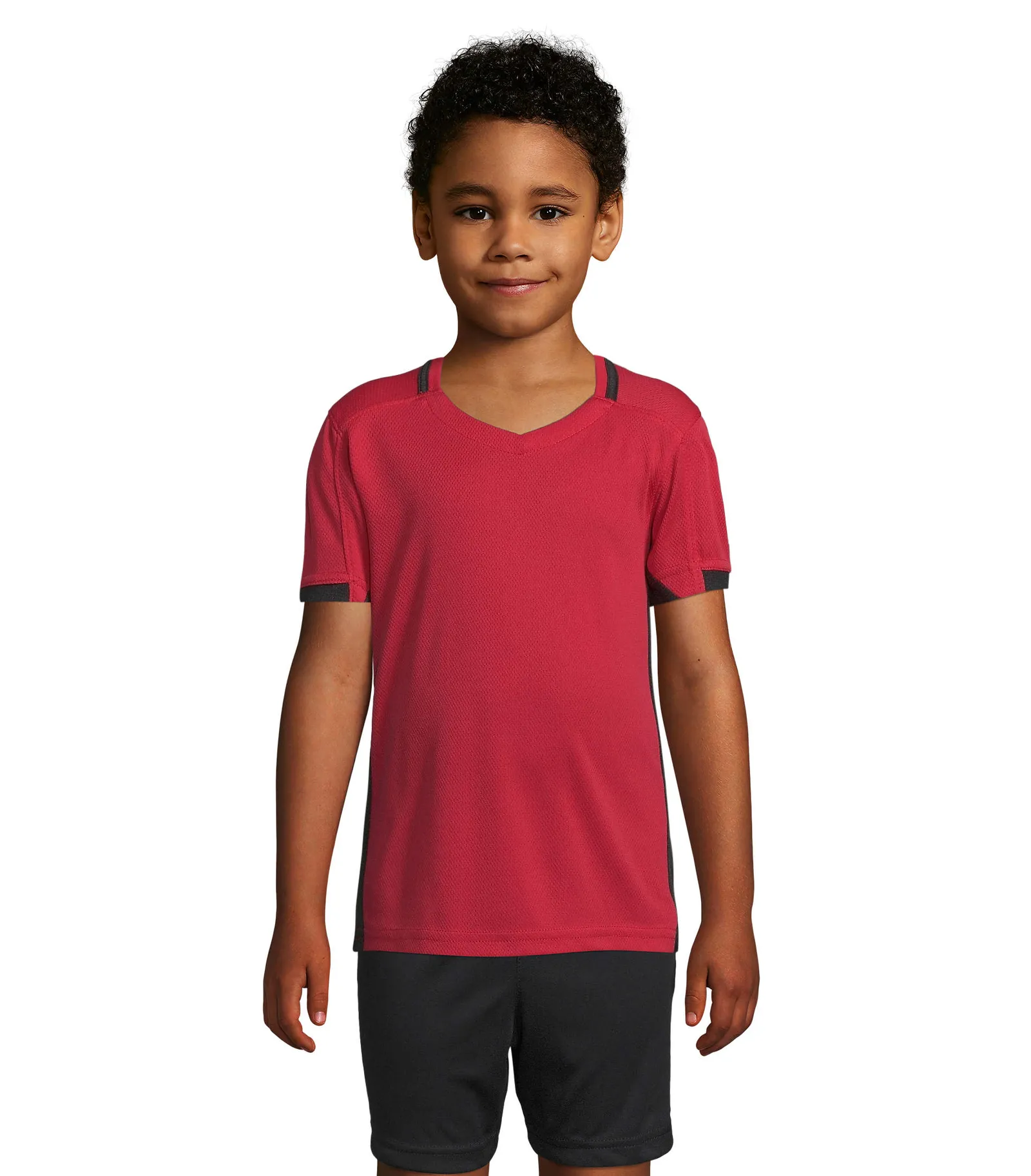 T-shirt tecnica SOL'S Classico Kids, Red/black, su modello, fronte