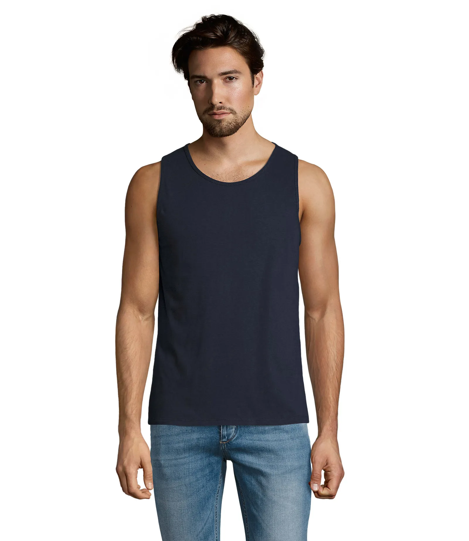 Canotta SOL'S Justin, French navy, su modello, fronte