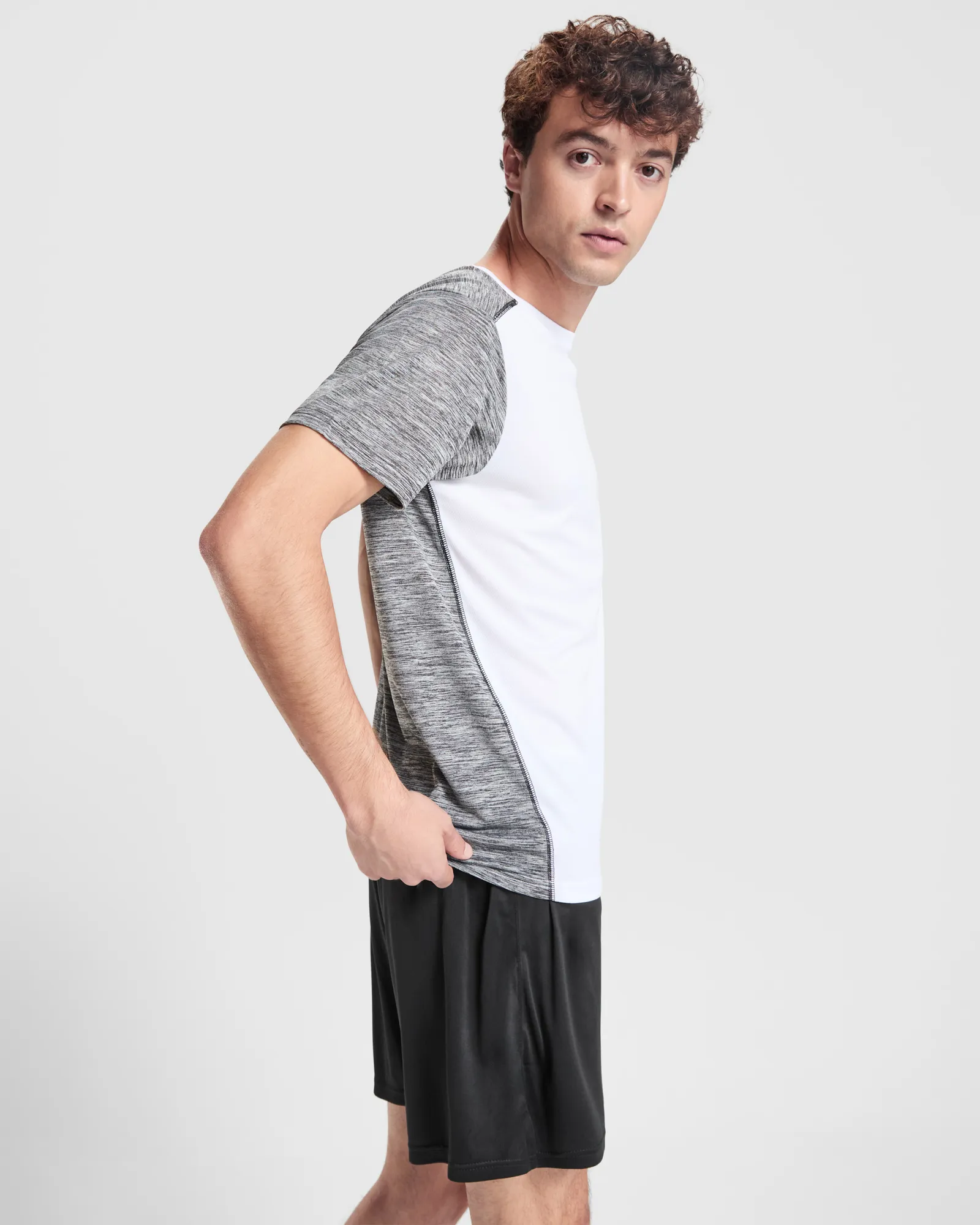 T-shirt tecnica Roly Zolder, Bianco/Nero Vigorè, dettaglio 3