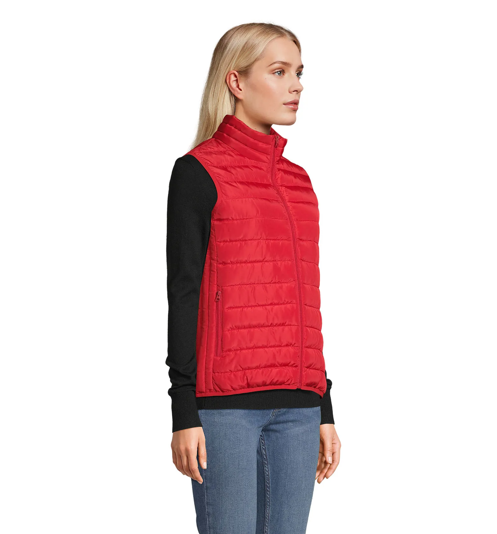 Gilet SOL'S Stream BW Women, Red, su modello, lato