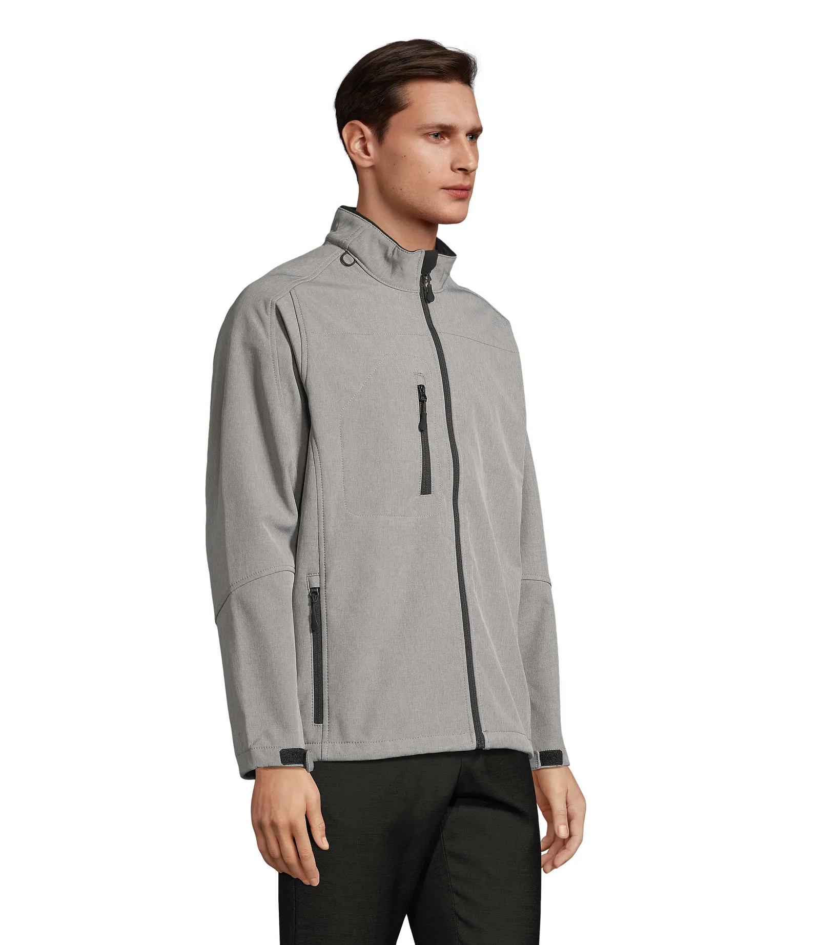 Softshell SOL'S Relax, Grey melange, su modello, lato