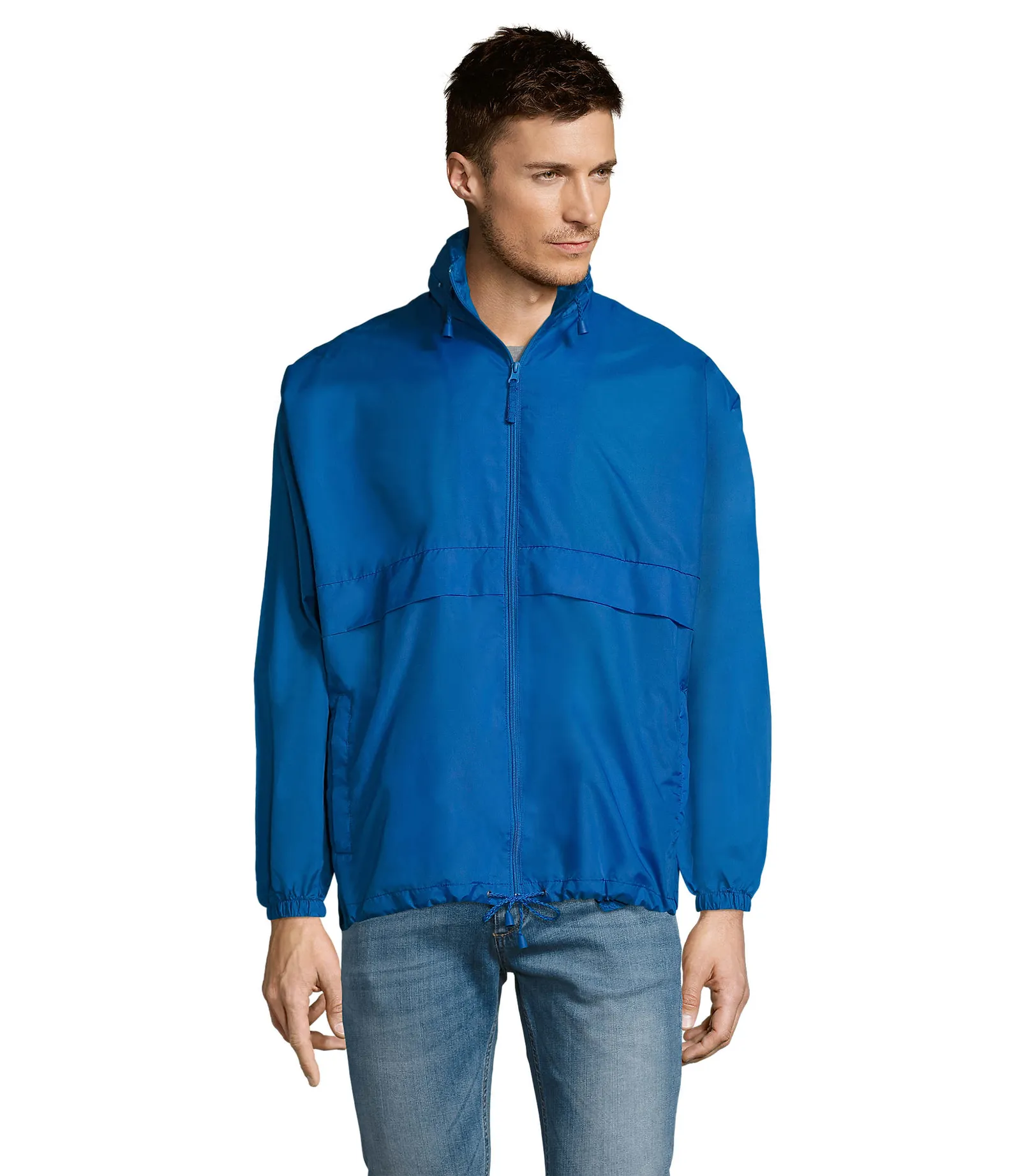 Giacca antivento SOL'S Surf, Royal blue, su modello, fronte