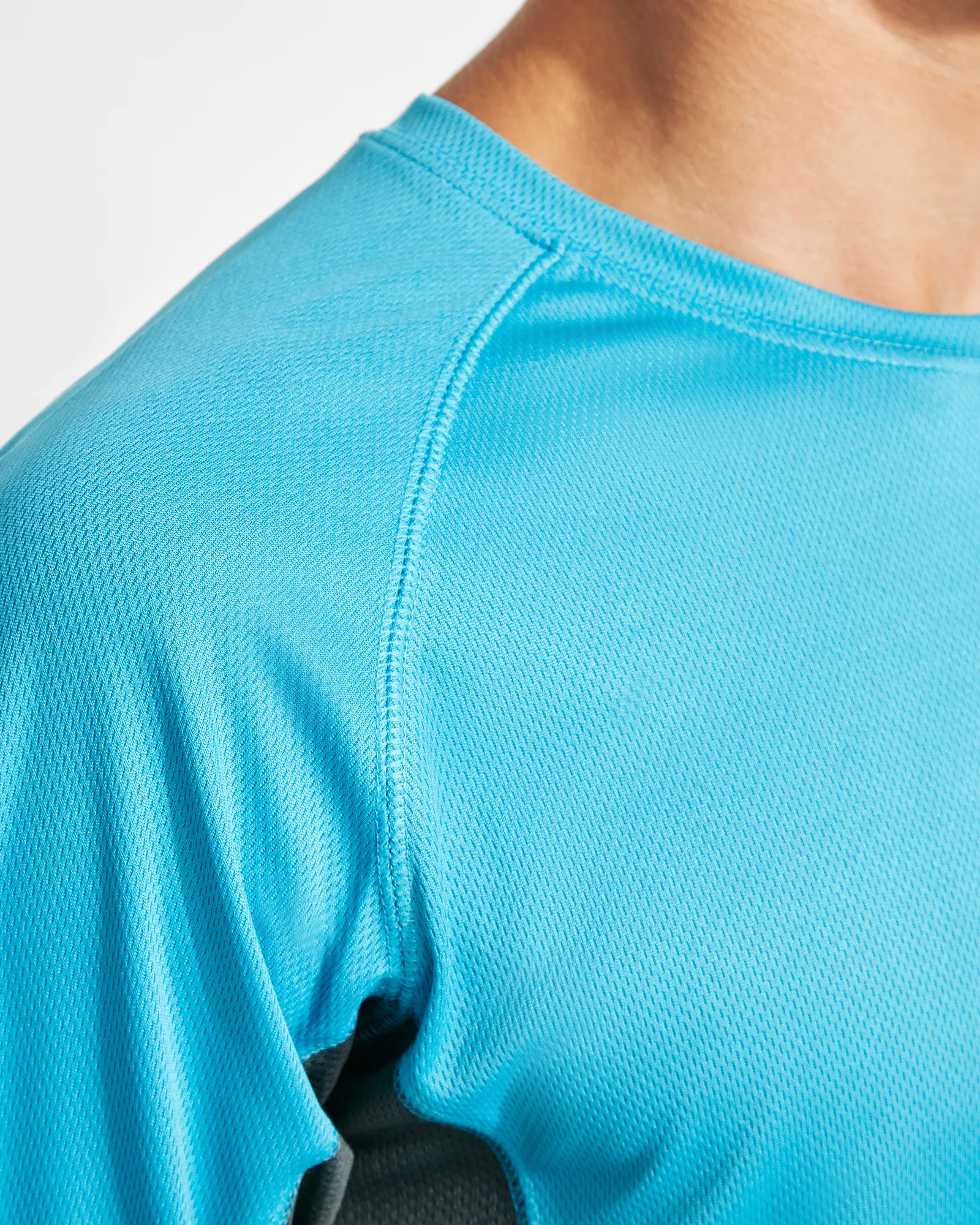 T-shirt tecnica Roly Shanghai L/S, Turchese/Piombo Scuro, dettaglio 2