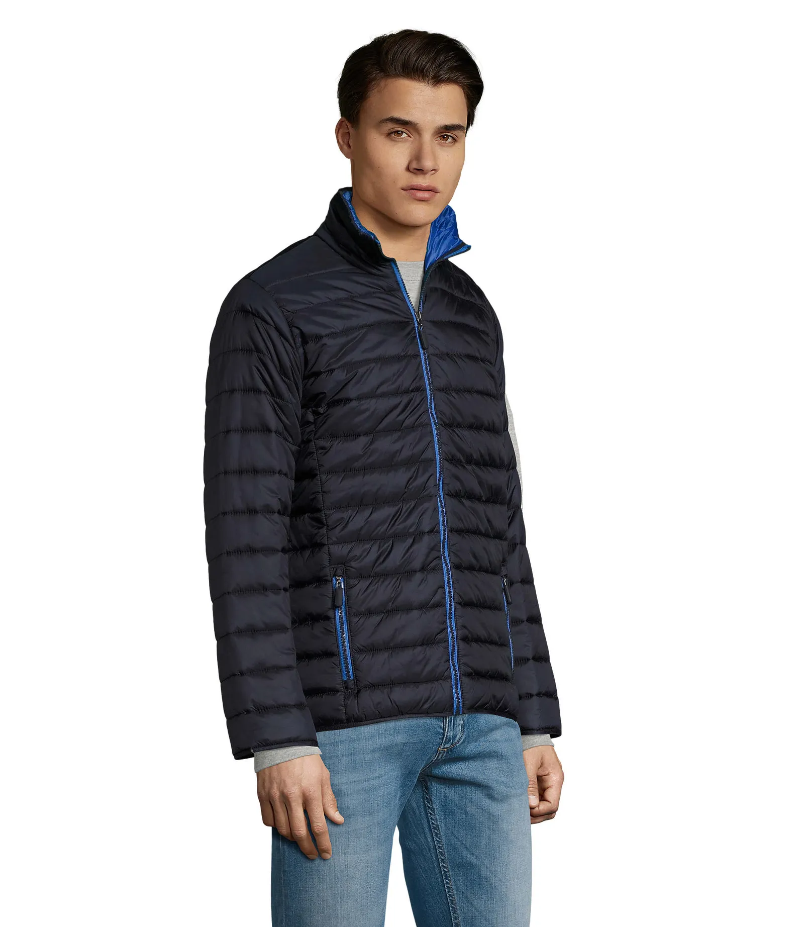 Giubbotto SOL'S Ride Men, Navy, su modello, lato