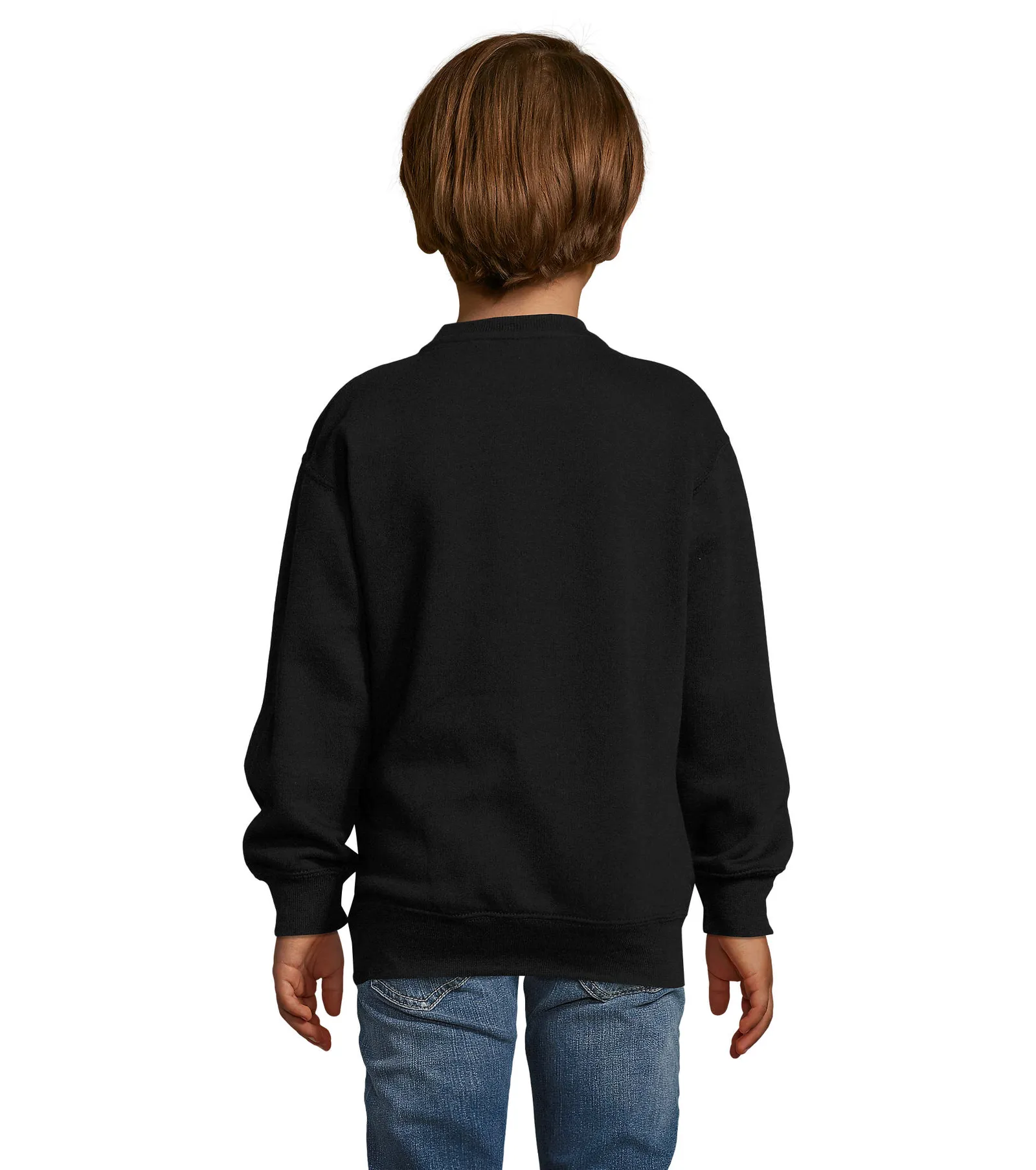 Felpa girocollo SOL'S New Supreme Kids, Black, su modello, retro